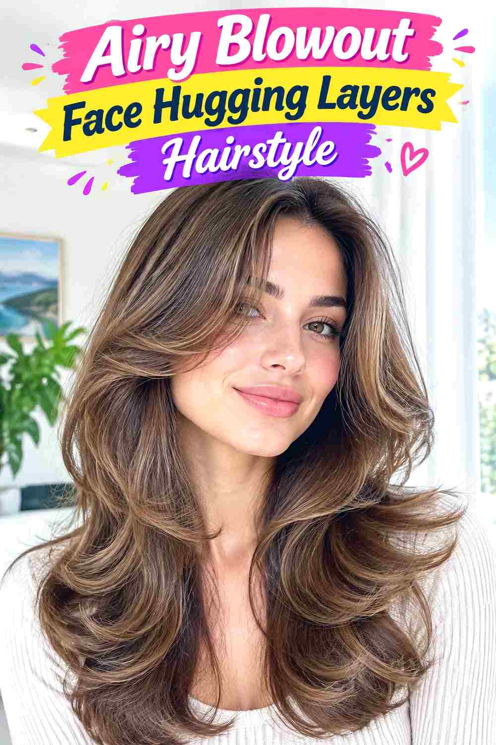 Airy Blowout Face Hugging Layers Hairstyle