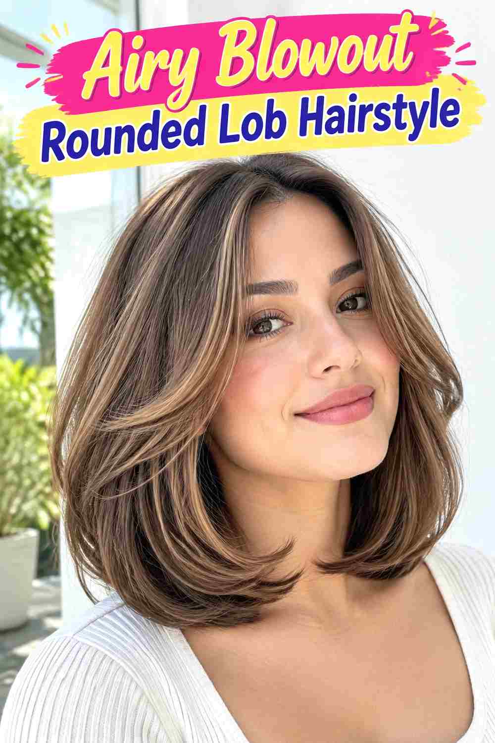 Airy Blowout Rounded Lob Hairstyle