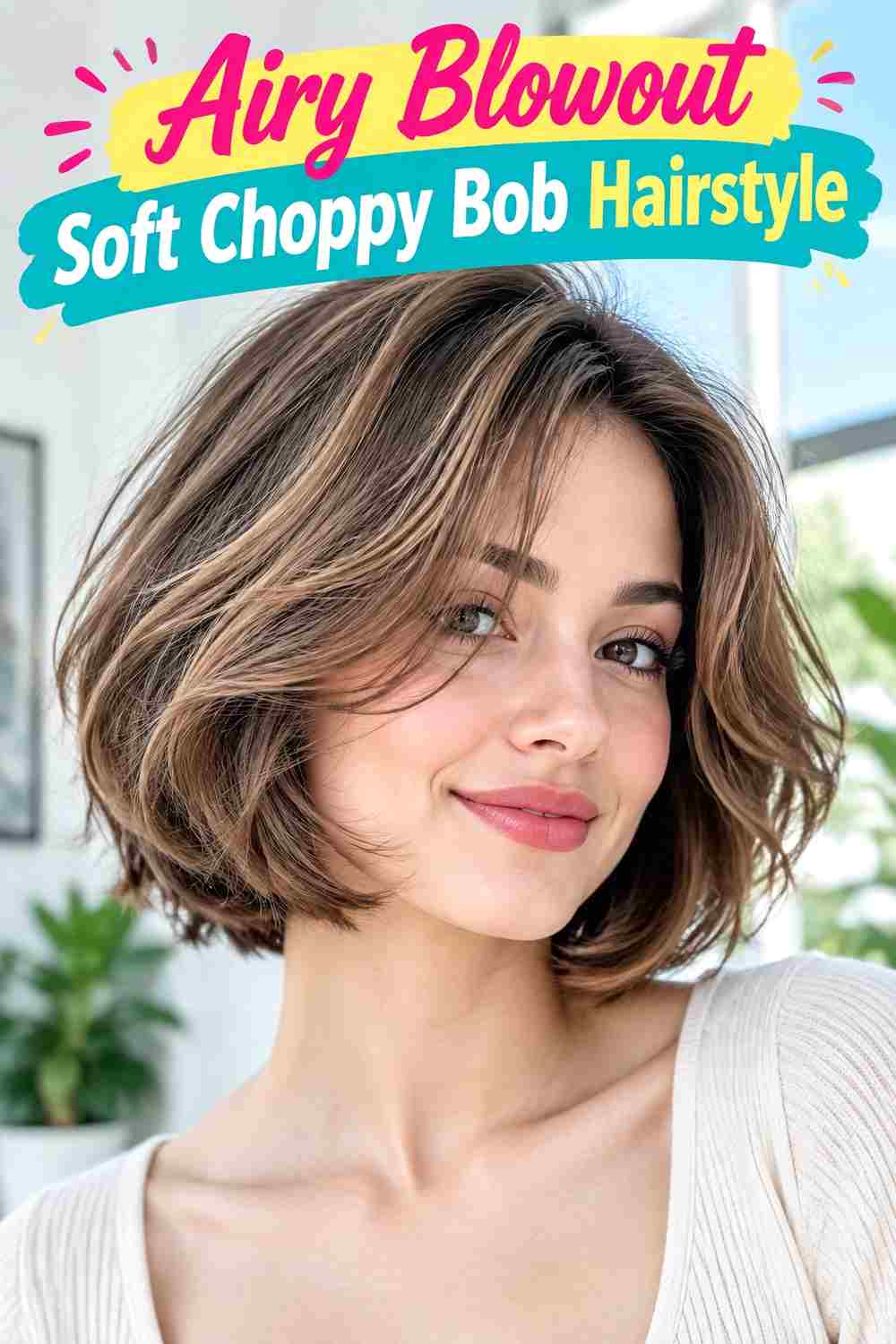 Airy Blowout Soft Choppy Bob Hairstyle