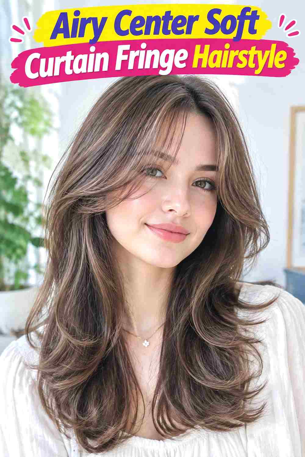 Airy Center Soft Curtain Fringe Hairstyle