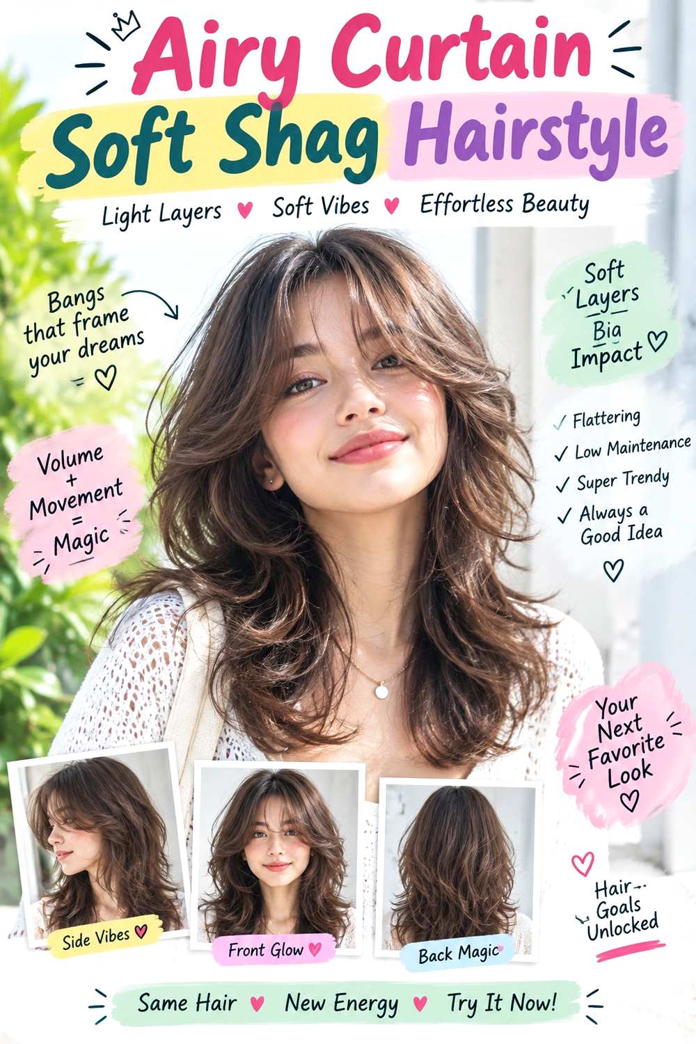 Airy Curtain Soft Shag Hairstyle