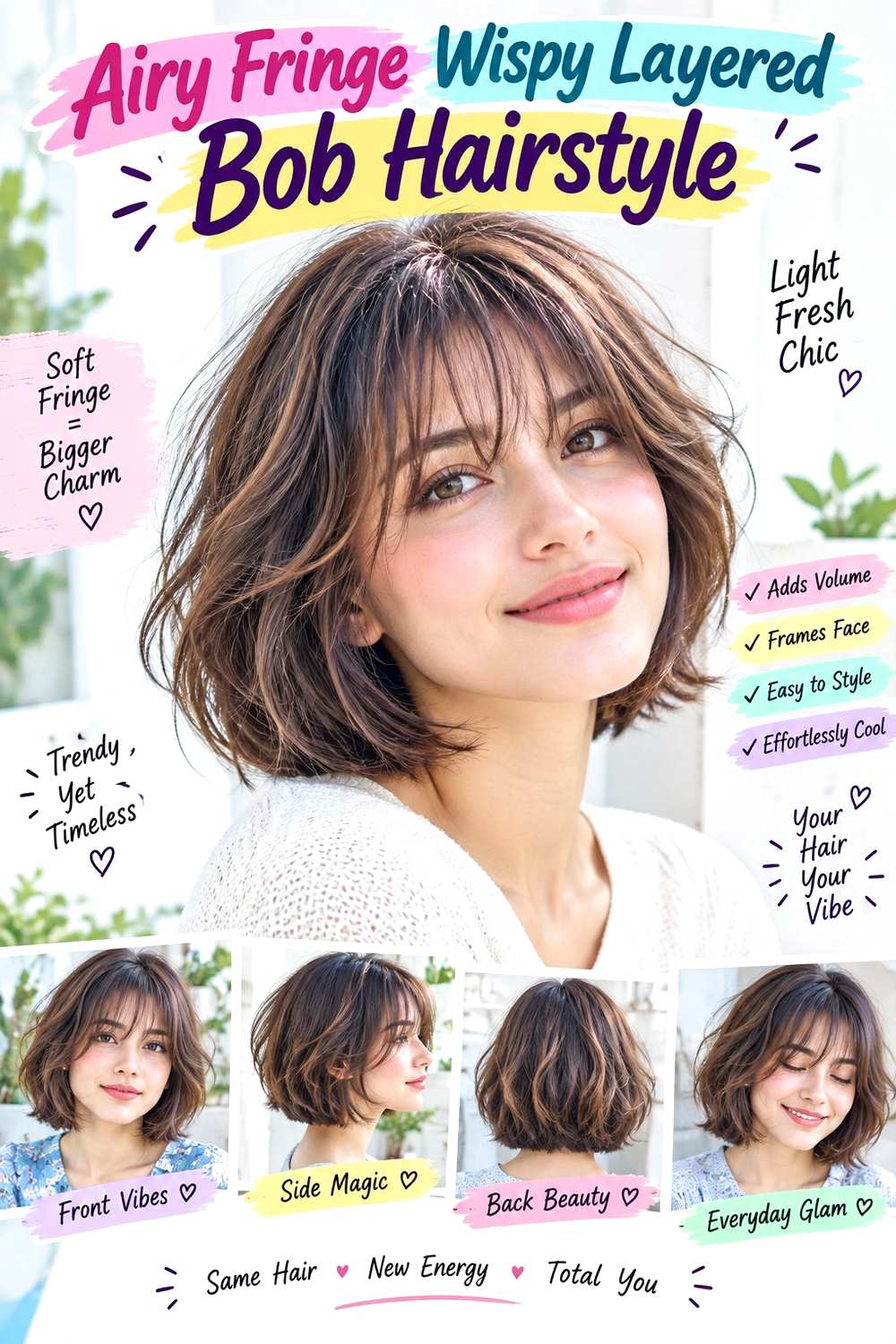 Airy Fringe Wispy Layered Bob Hairstyle
