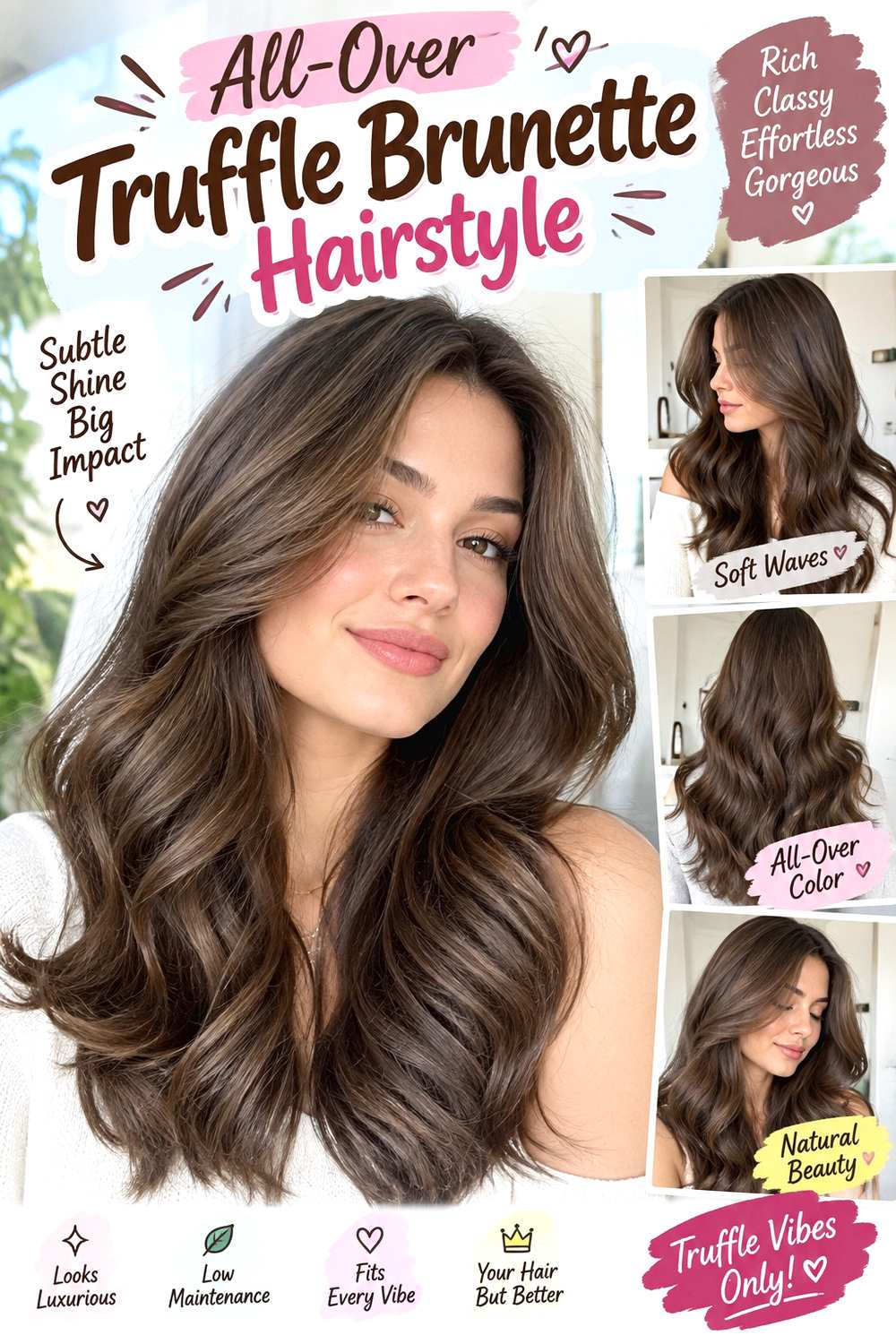 All-Over Truffle Brunette Hairstyle
