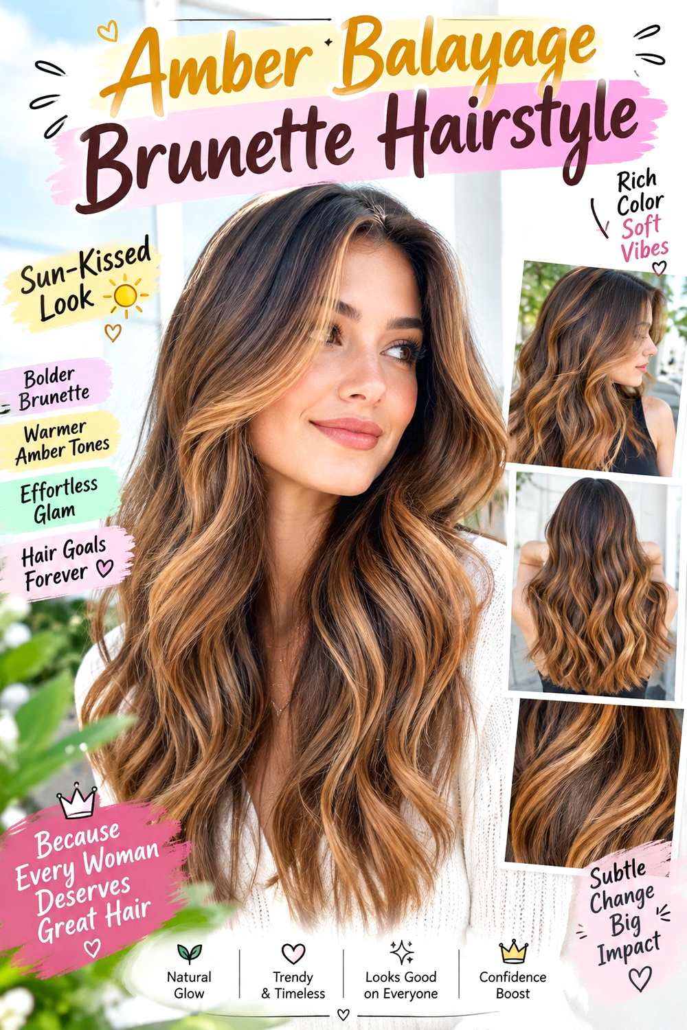 Amber Balayage Brunette Hairstyle