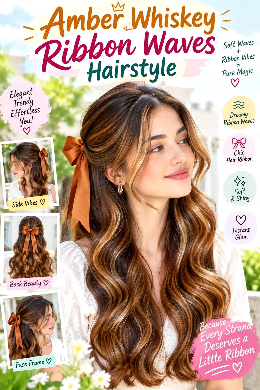 Amber Whiskey Ribbon Waves Hairstyle