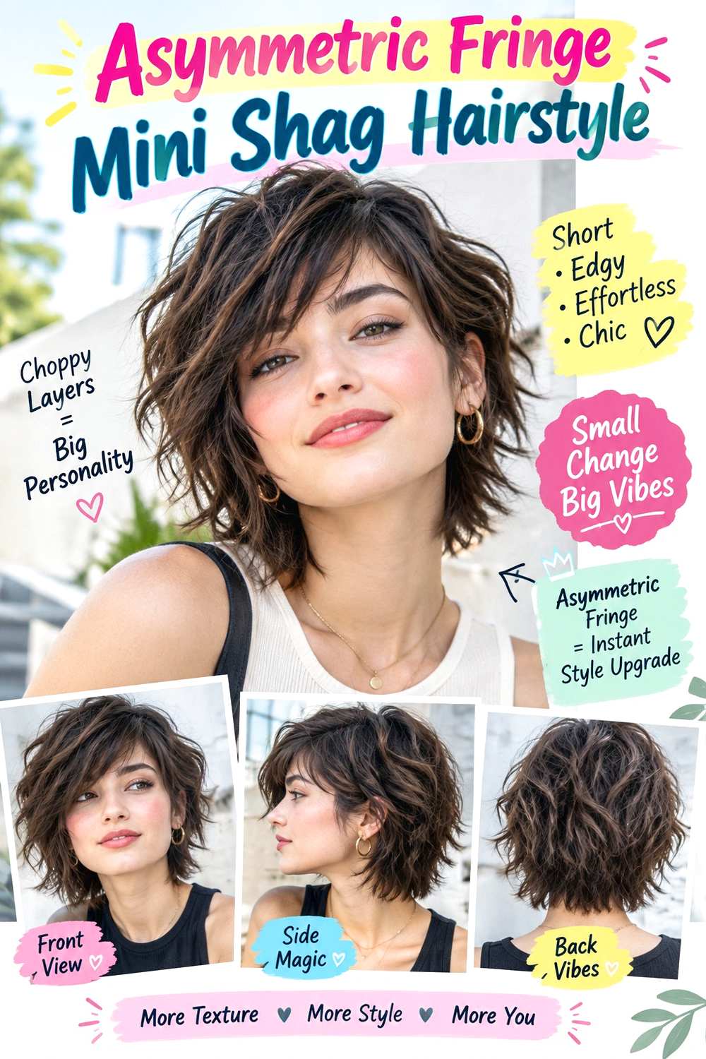 Asymmetric Fringe Mini Shag Hairstyle