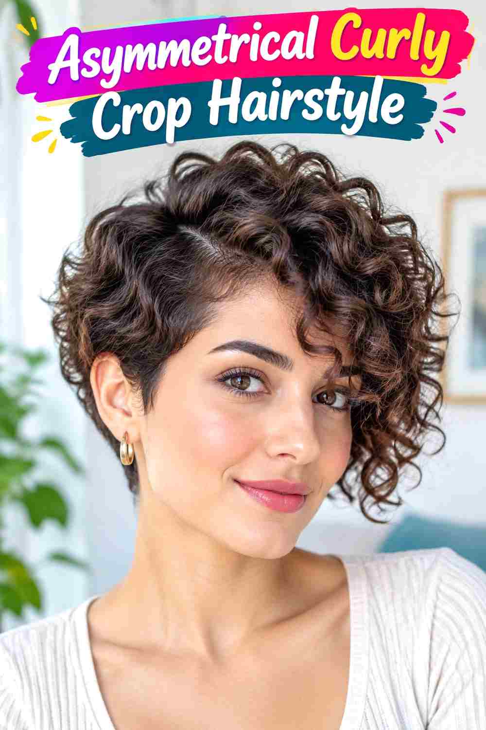 Asymmetrical Curly Crop Hairstyle