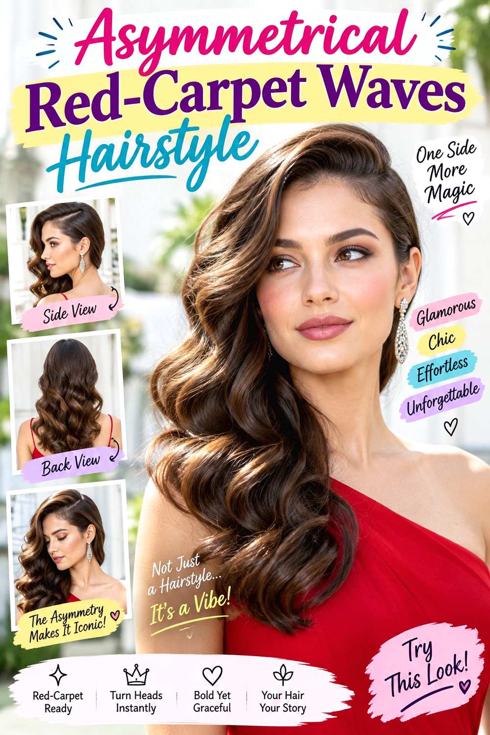 Asymmetrical Red-Carpet Waves Hairstyle