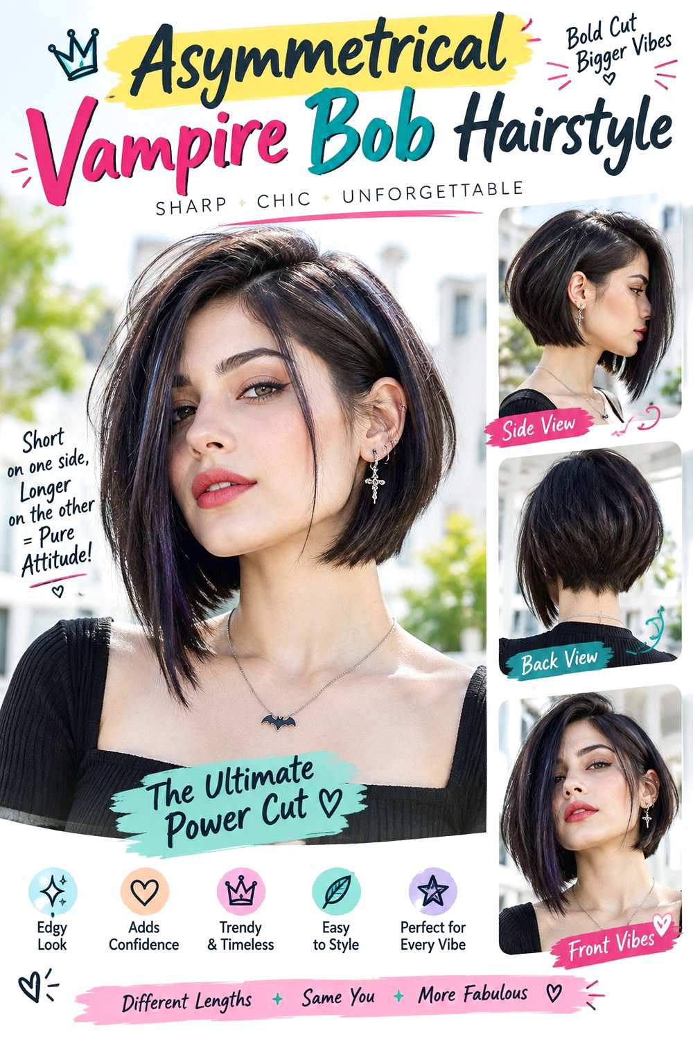 Asymmetrical Vampire Bob Hairstyle