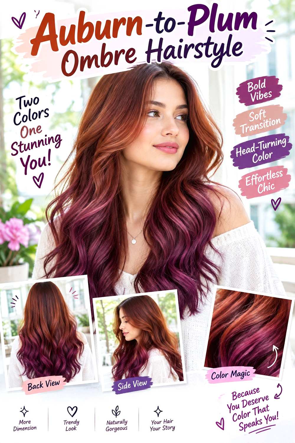Auburn-to-Plum Ombre Hairstyle