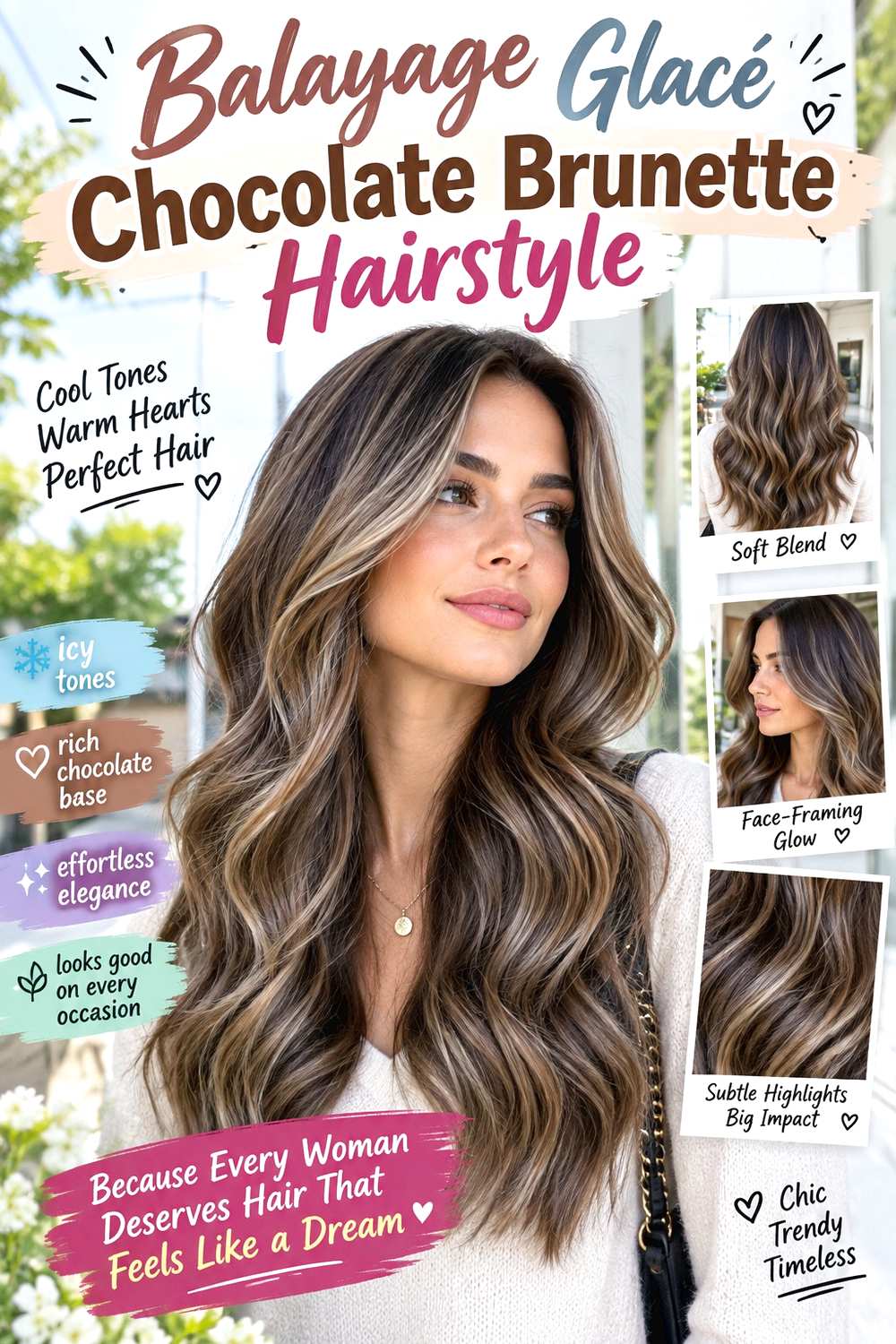 Balayage Glacé Chocolate Brunette Hairstyle