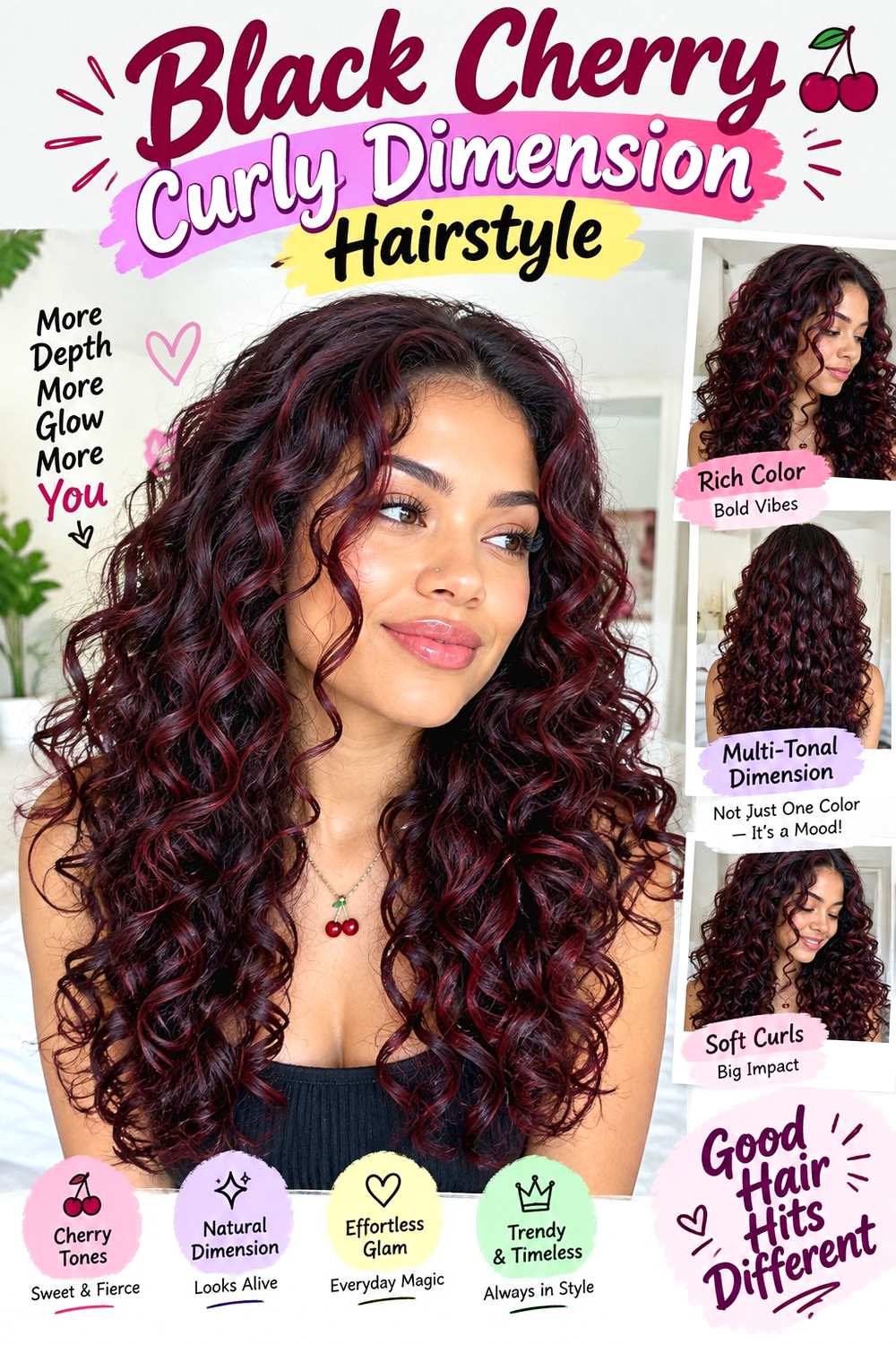 Black Cherry Curly Dimension Hairstyle