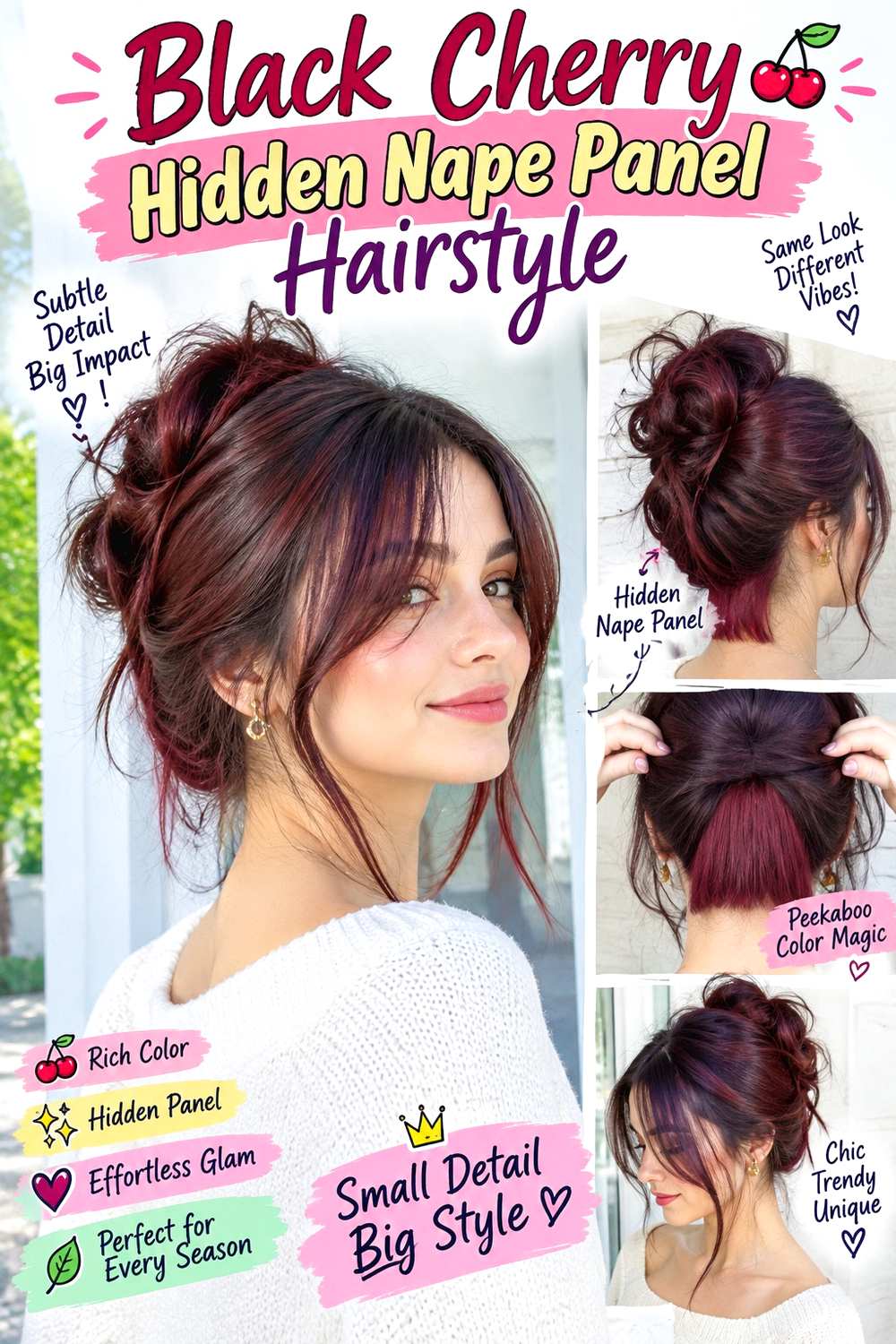 Black Cherry Hidden Nape Panel Hairstyle