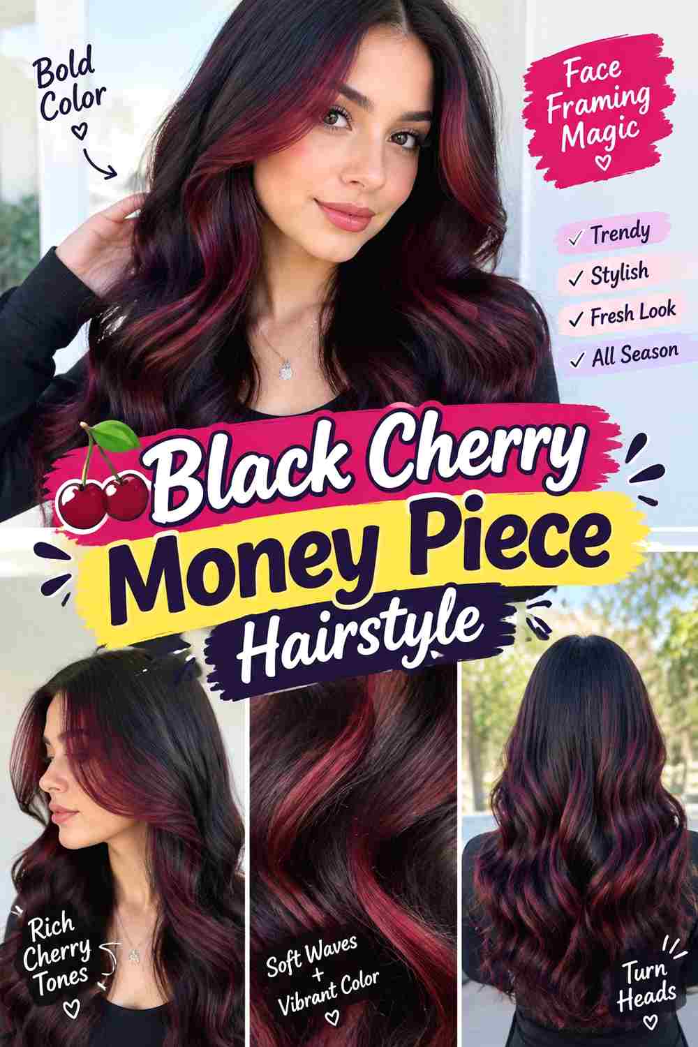 Black Cherry Money Piece Hairstyle