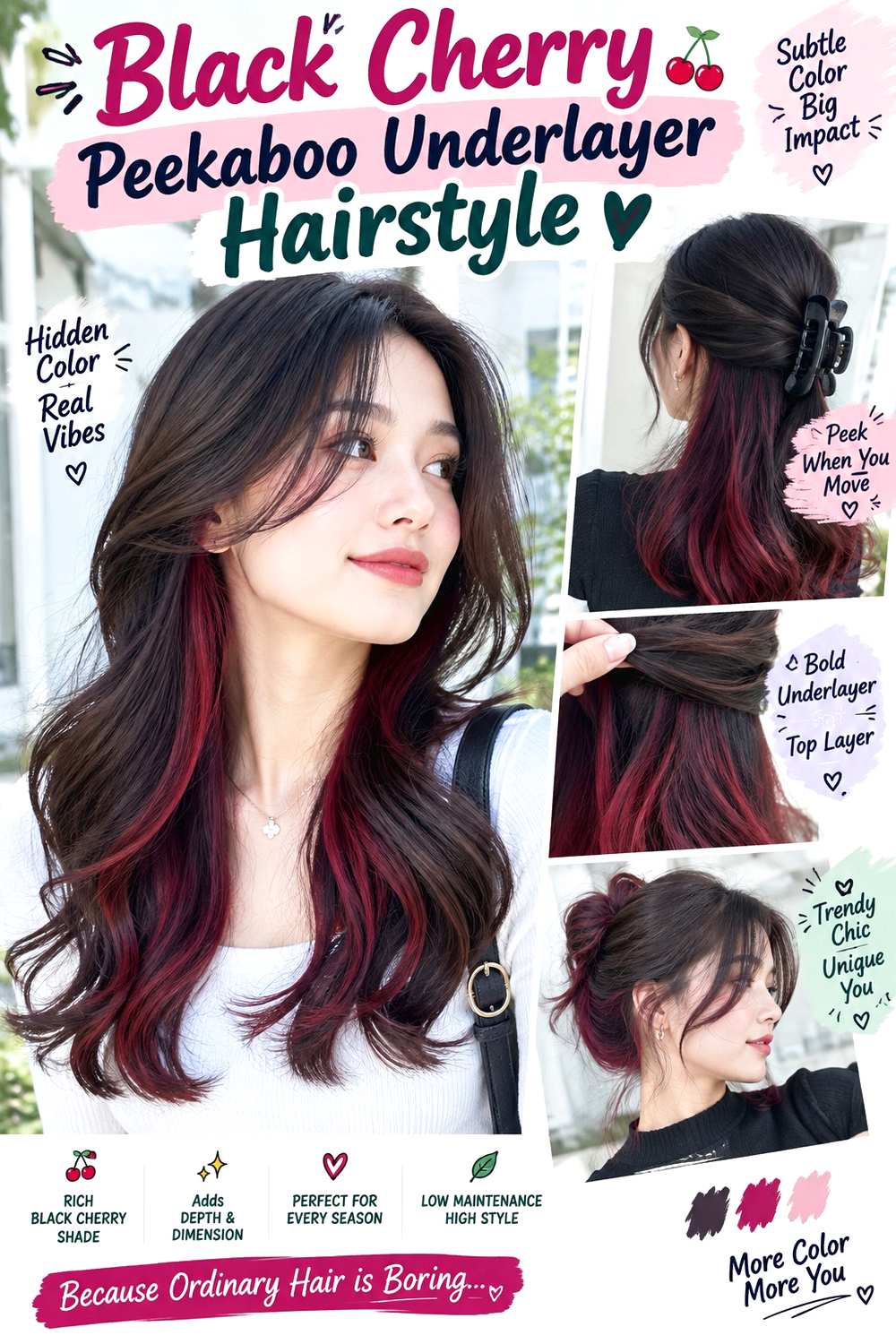 Black Cherry Peekaboo Underlayer Hairstyle