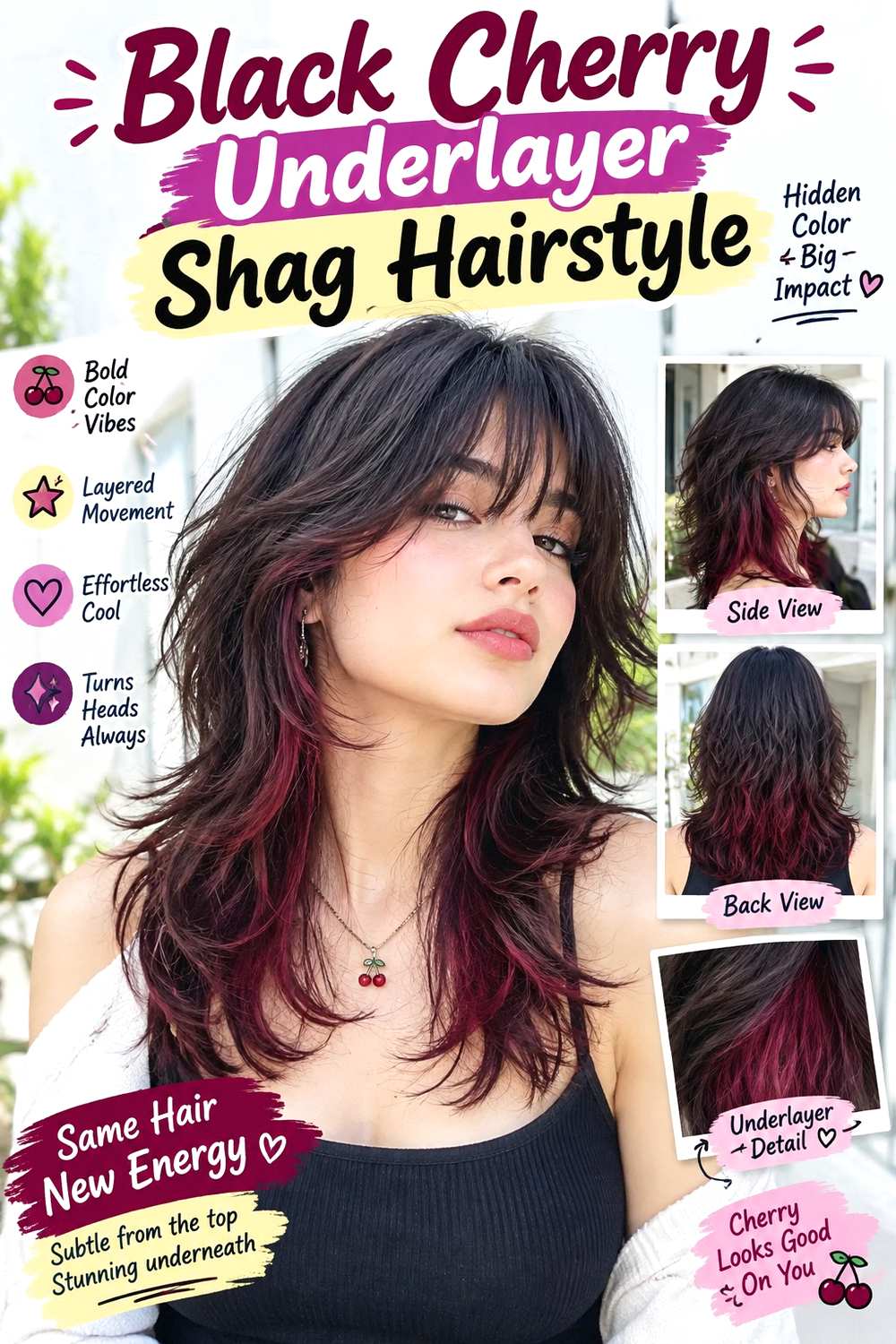 Black Cherry Underlayer Shag Hairstyle