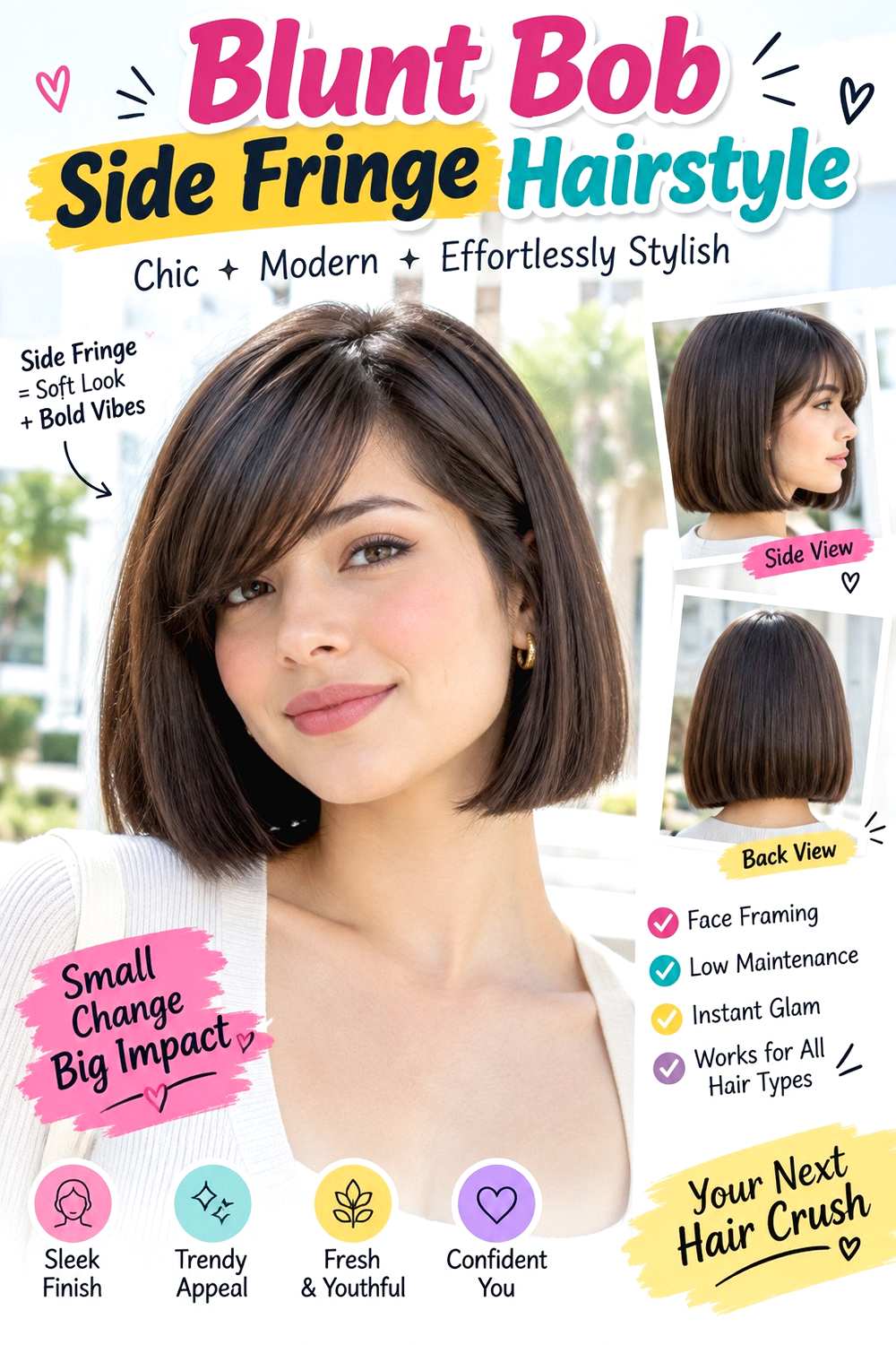 Blunt Bob Side Fringe Hairstyle