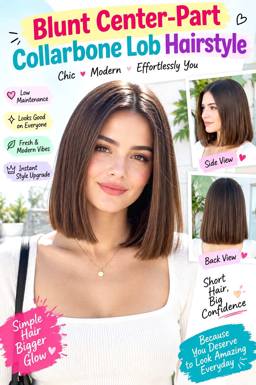 Blunt Center-Part Collarbone Lob Hairstyle