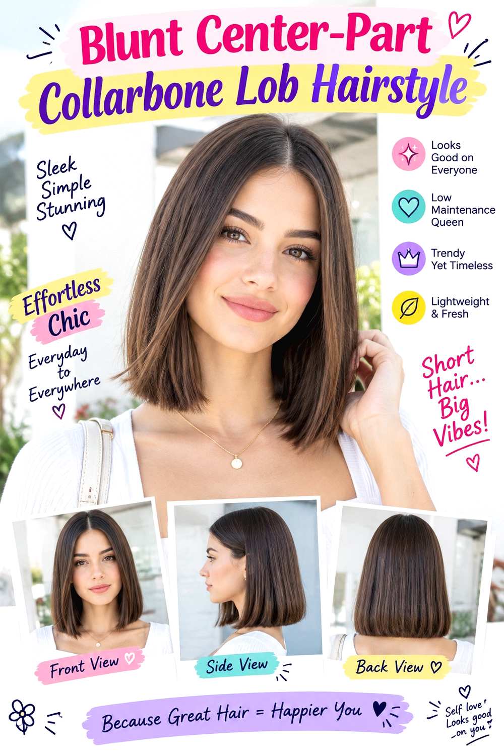Blunt Center-Part Collarbone Lob Hairstyle