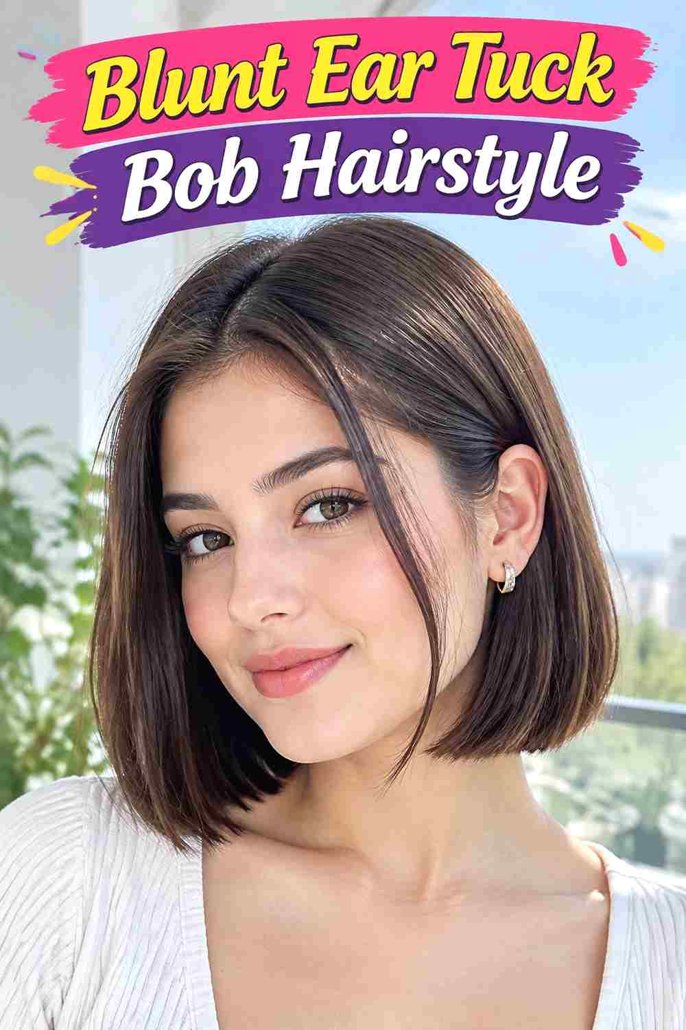 Blunt Ear Tuck Bob Hairstyle