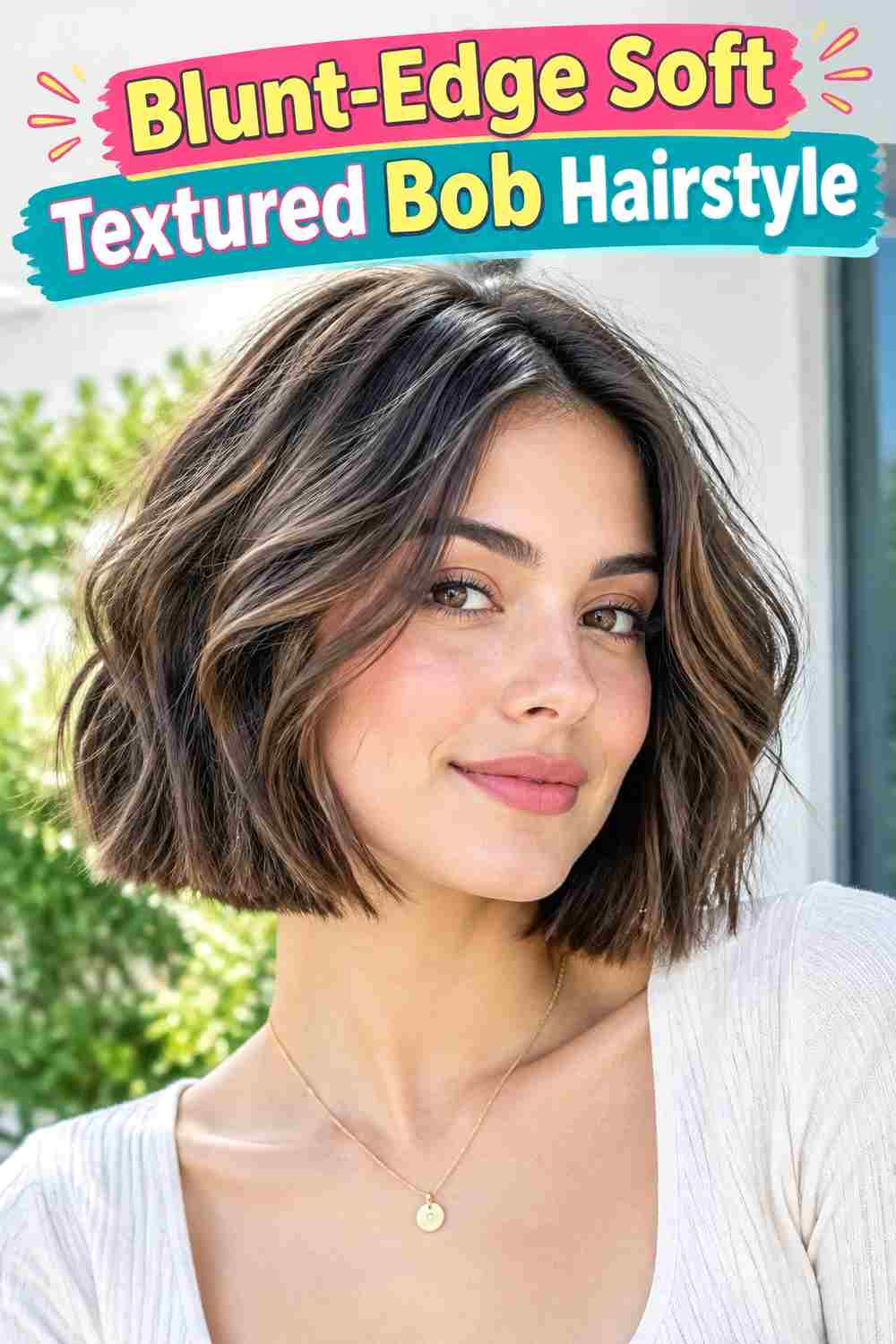 Blunt-Edge Soft Textured Bob Hairstyle