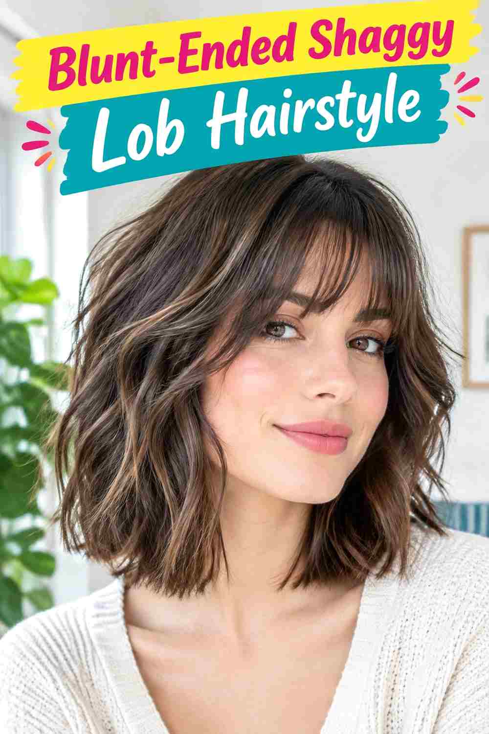 Blunt-Ended Shaggy Lob Hairstyle