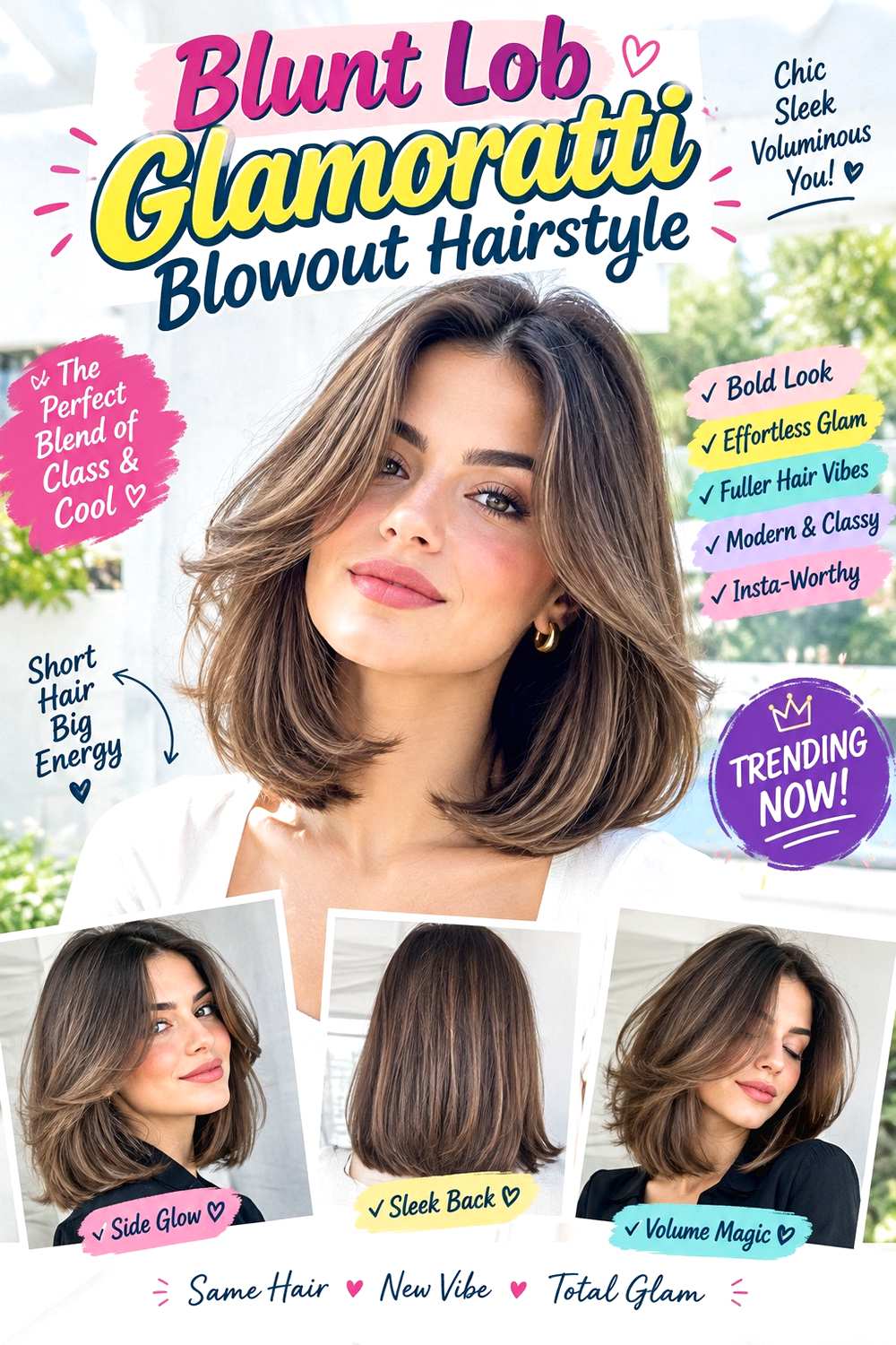 Blunt Lob Glamoratti Blowout Hairstyle