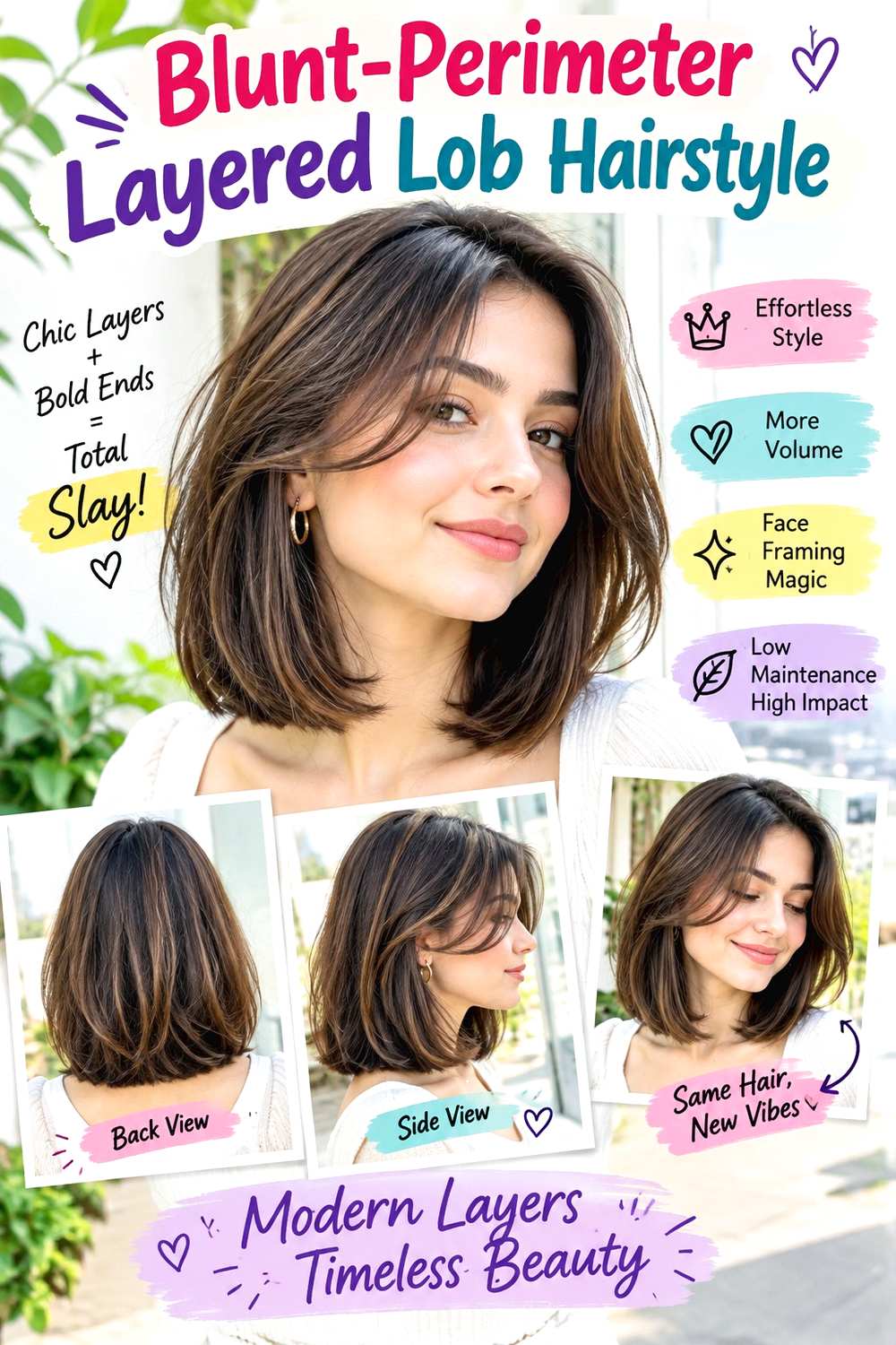 Blunt-Perimeter Layered Lob Hairstyle