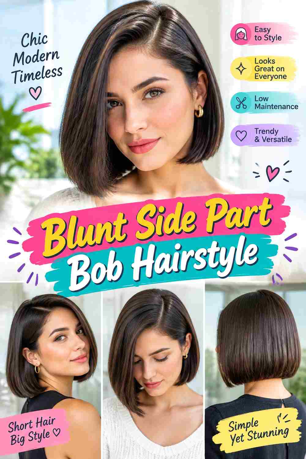 Blunt Side Part Bob Hairstyle