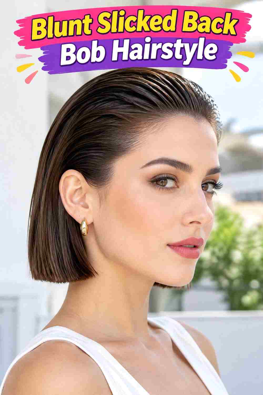 Blunt Slicked Back Bob Hairstyle