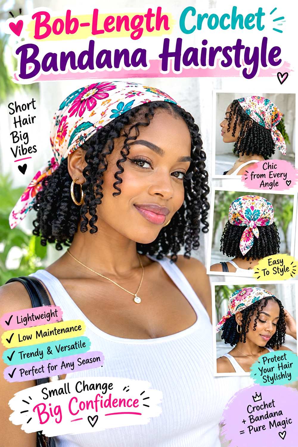 Bob-Length Crochet Bandana Hairstyle