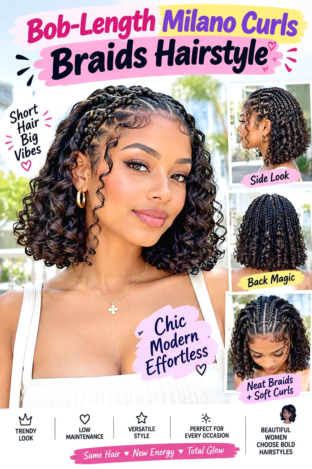 Bob-Length Milano Curls Braids Hairstyle
