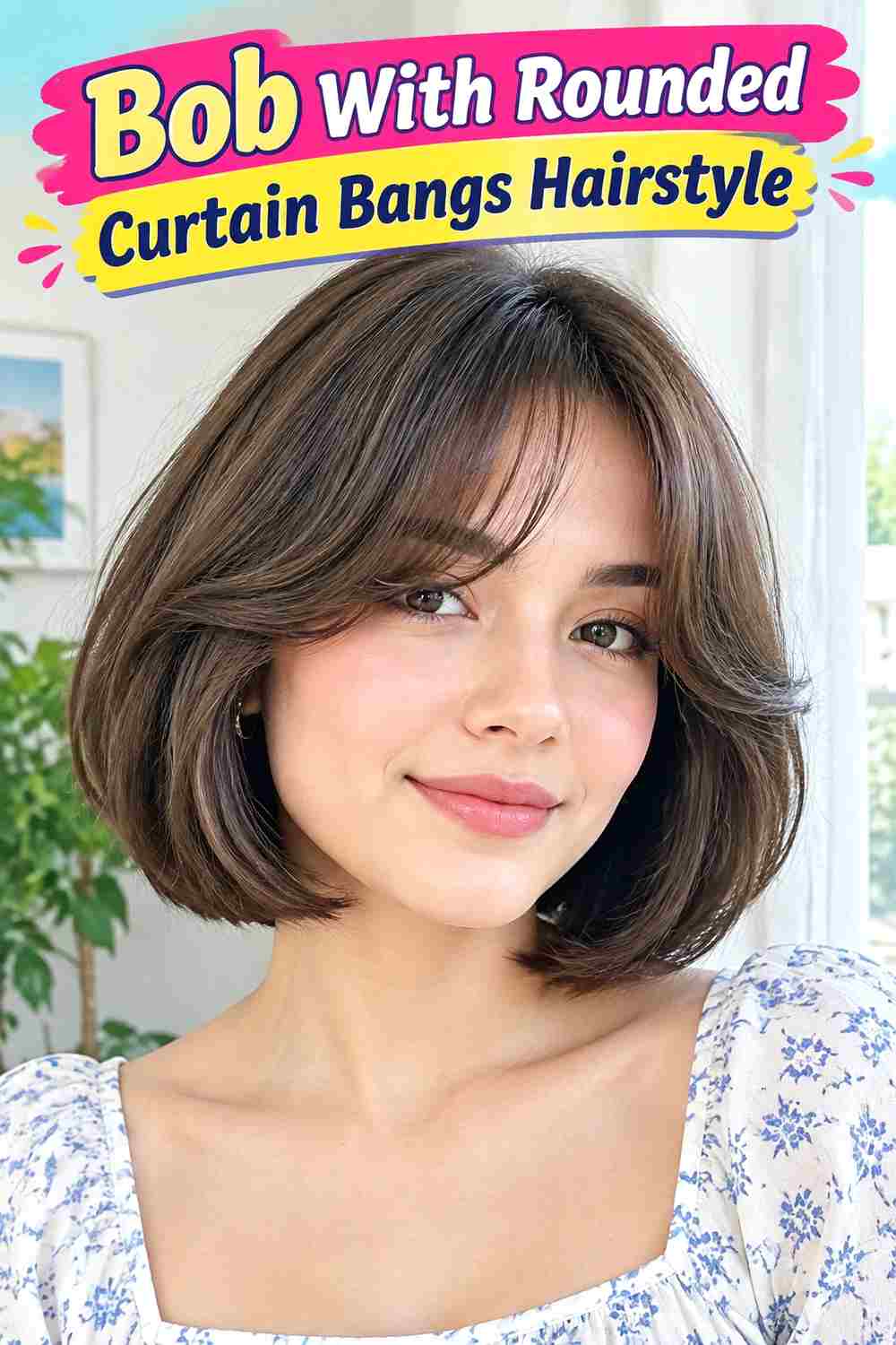 Bob With Rounded Curtain Bangs Hairstyle