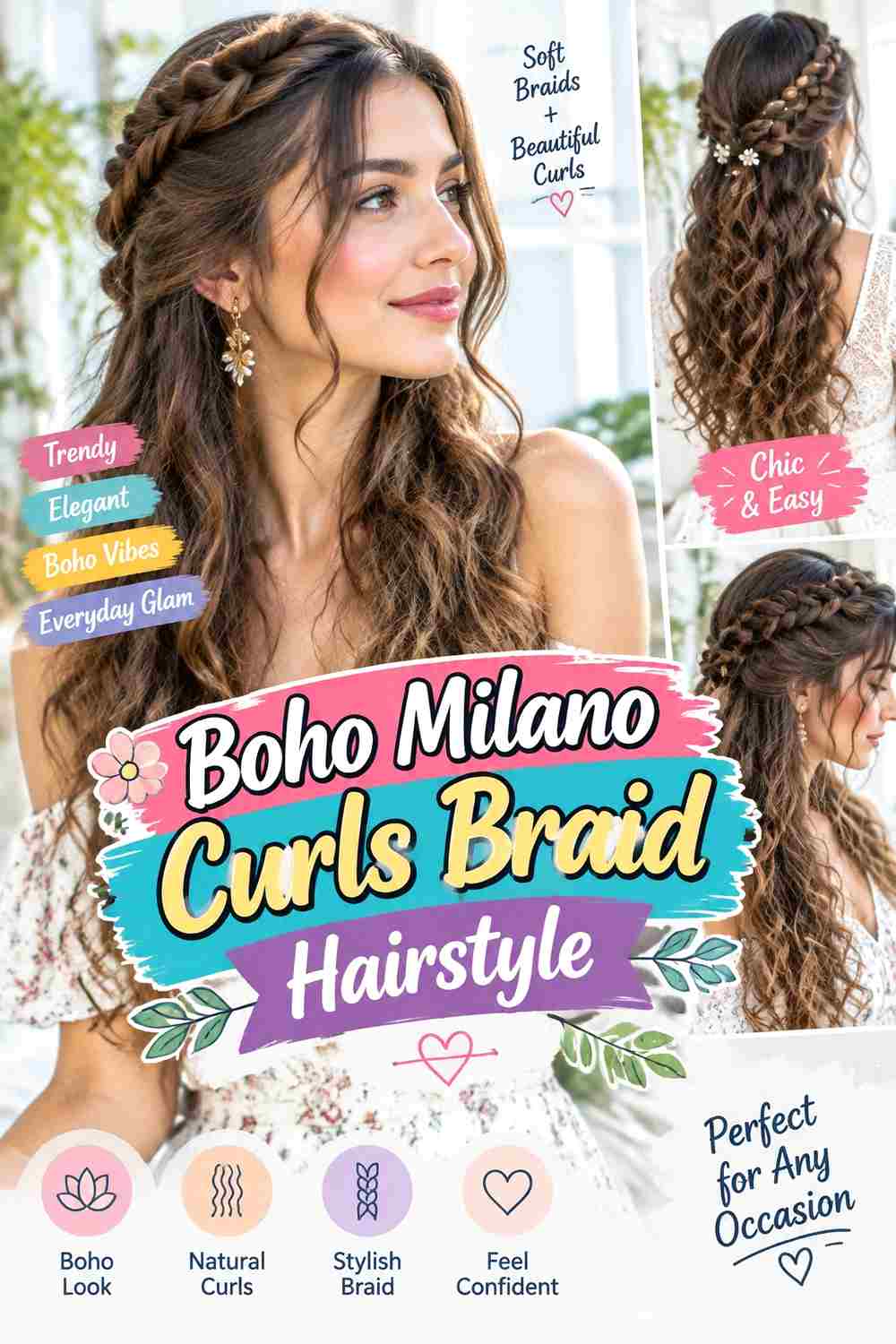 Boho Milano Curls Braid Hairstyle