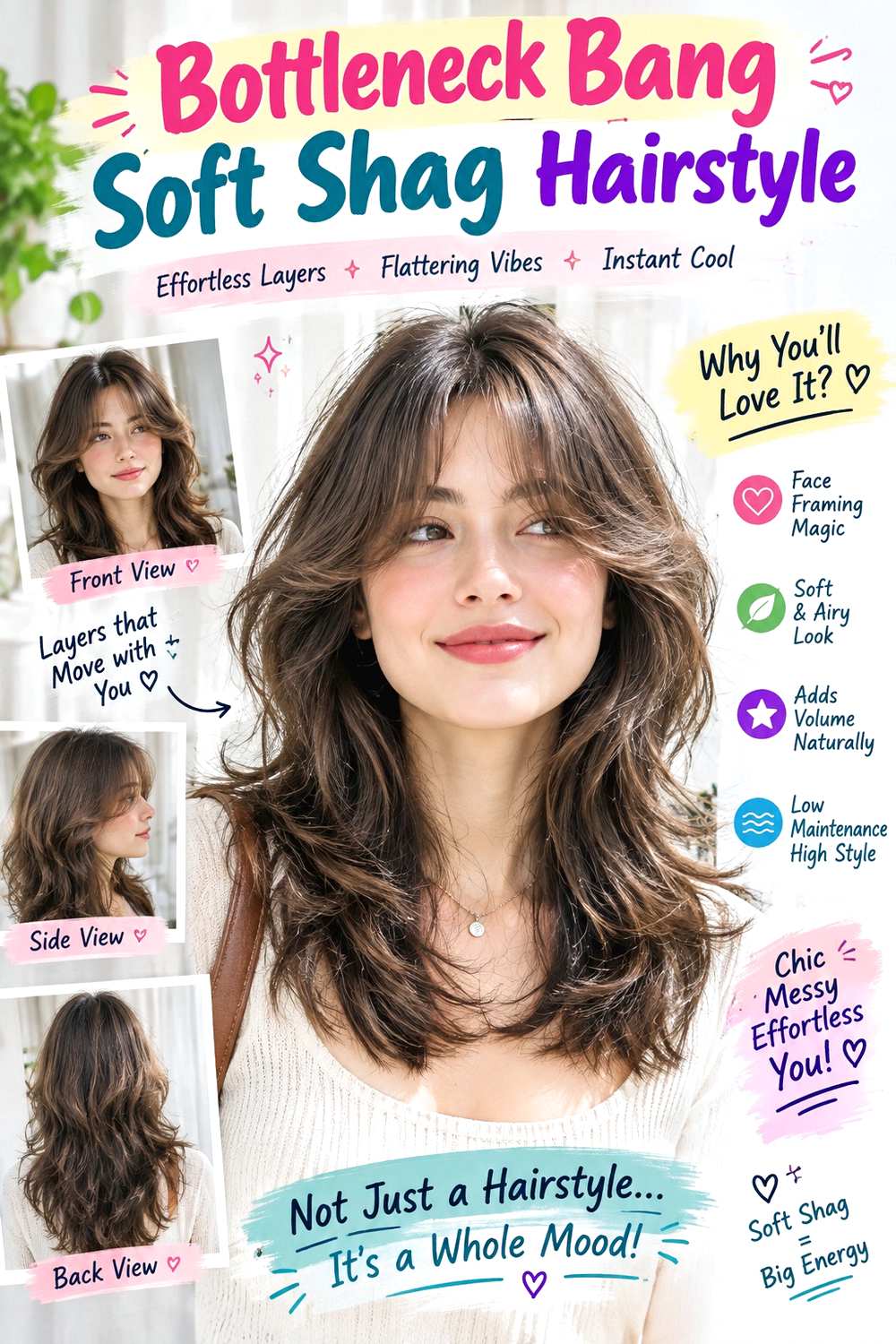 Bottleneck Bang Soft Shag Hairstyle