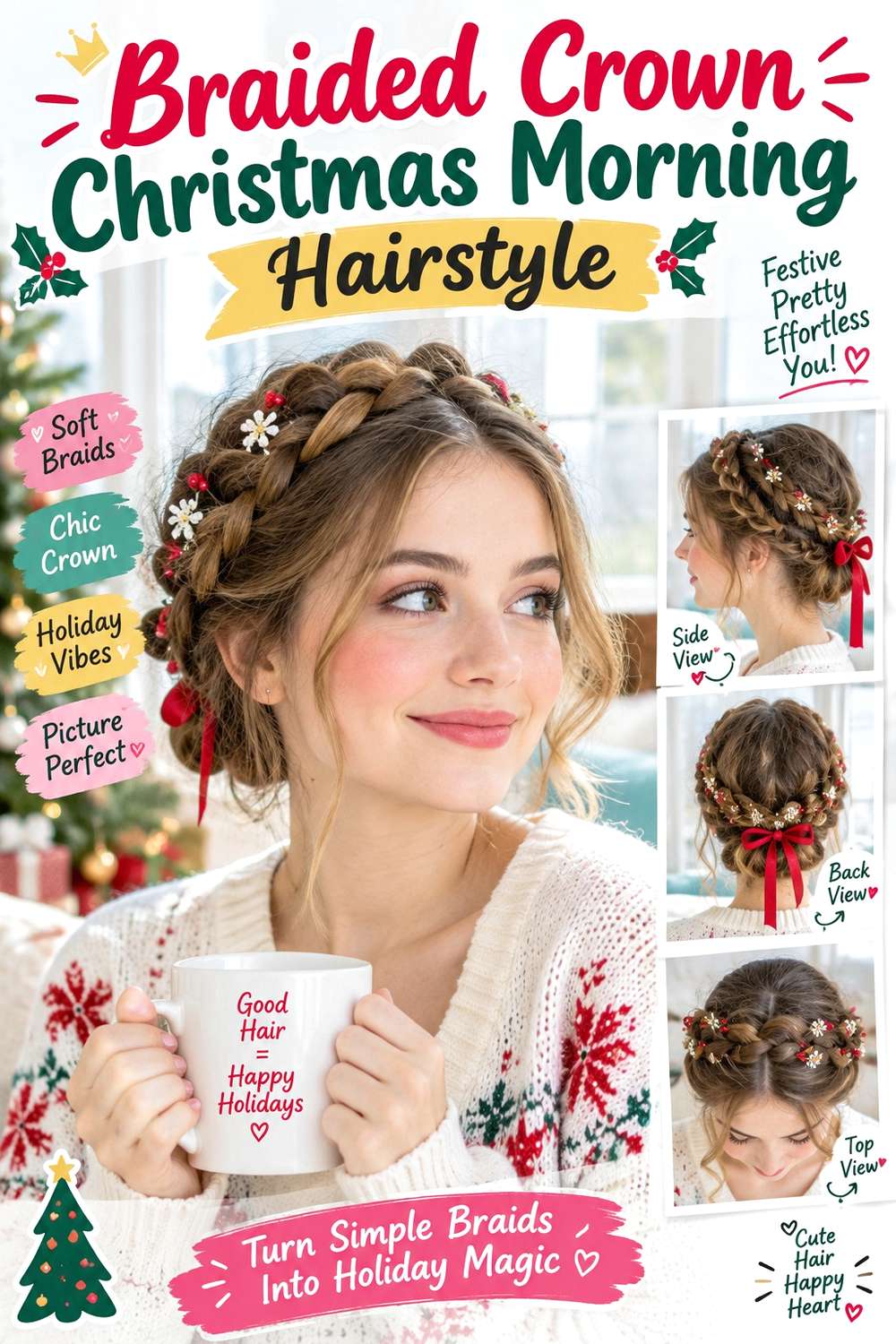 Braided Crown Christmas Morning Hairstyle