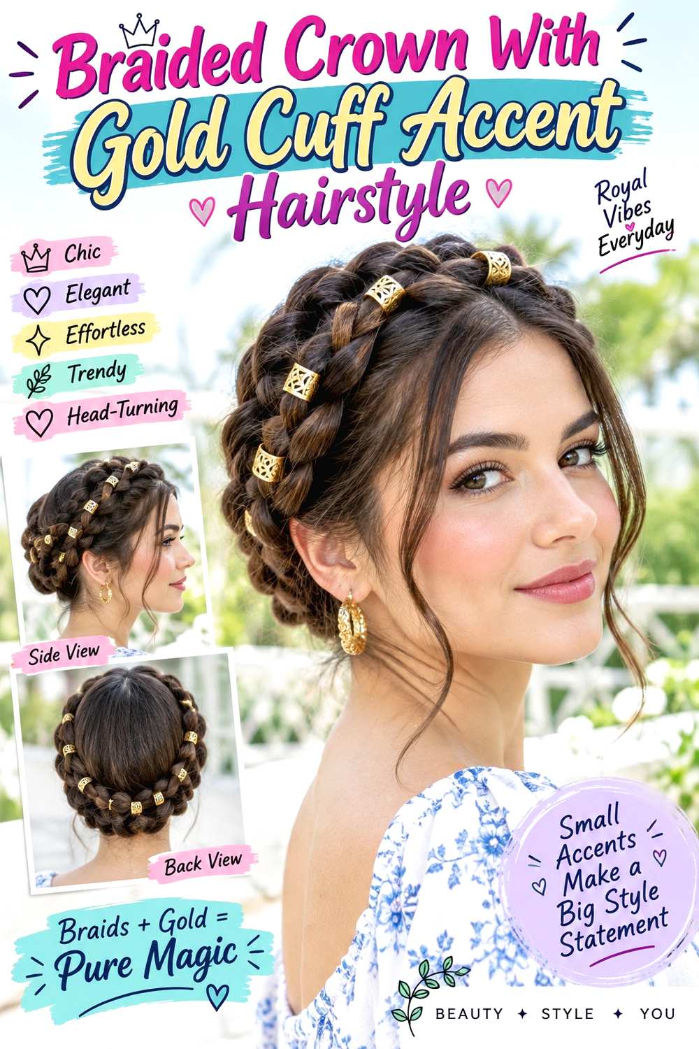 Braided Crown With Gold Cuff Accent Hairstyle