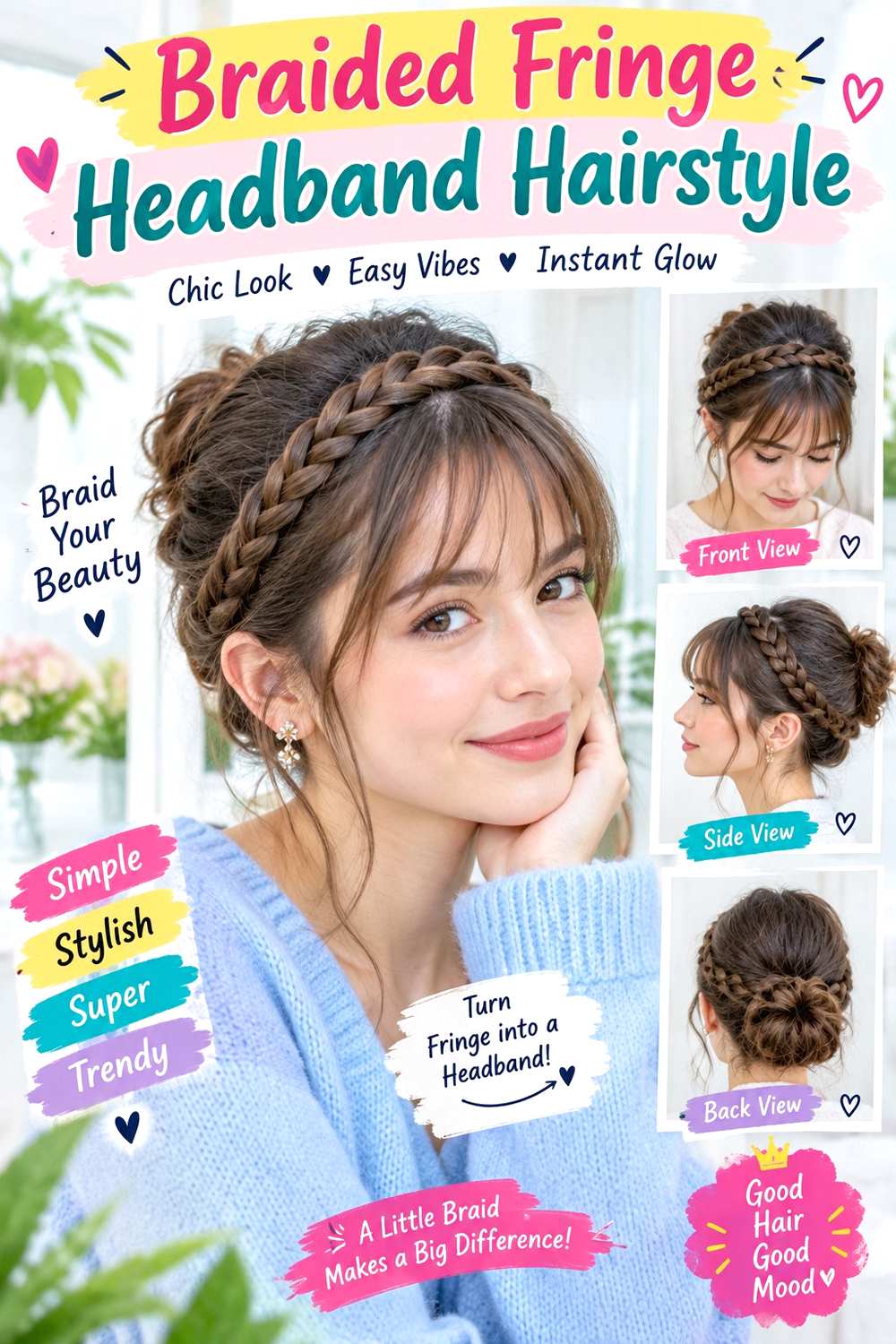 Braided Fringe Headband Hairstyle