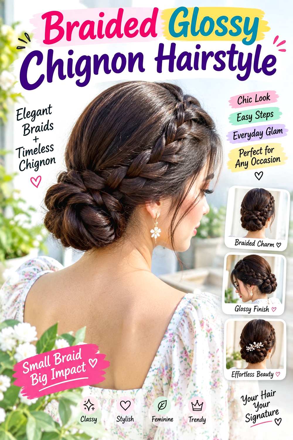 Braided Glossy Chignon Hairstyle