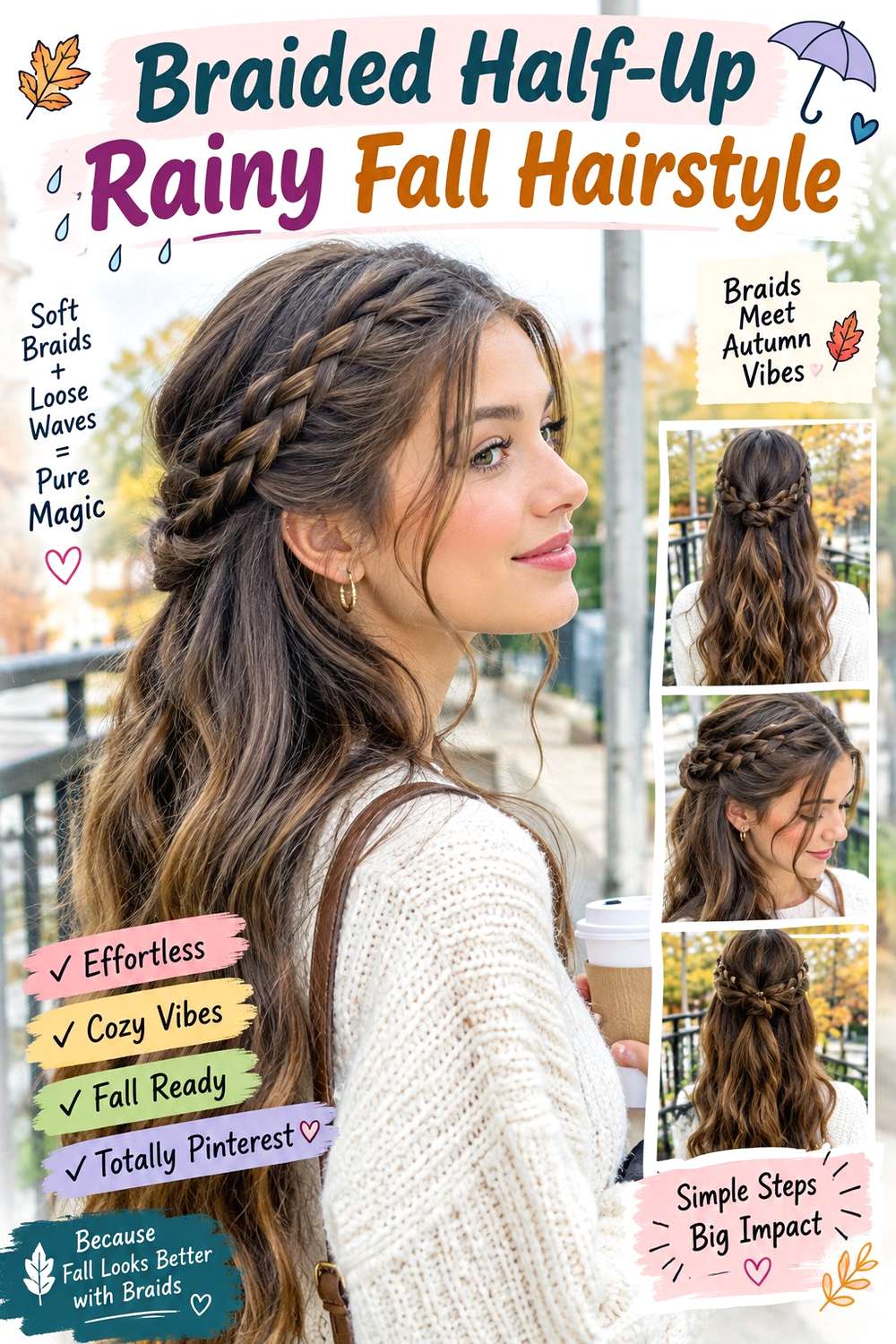 Braided Half-Up Rainy Fall Hairstyle