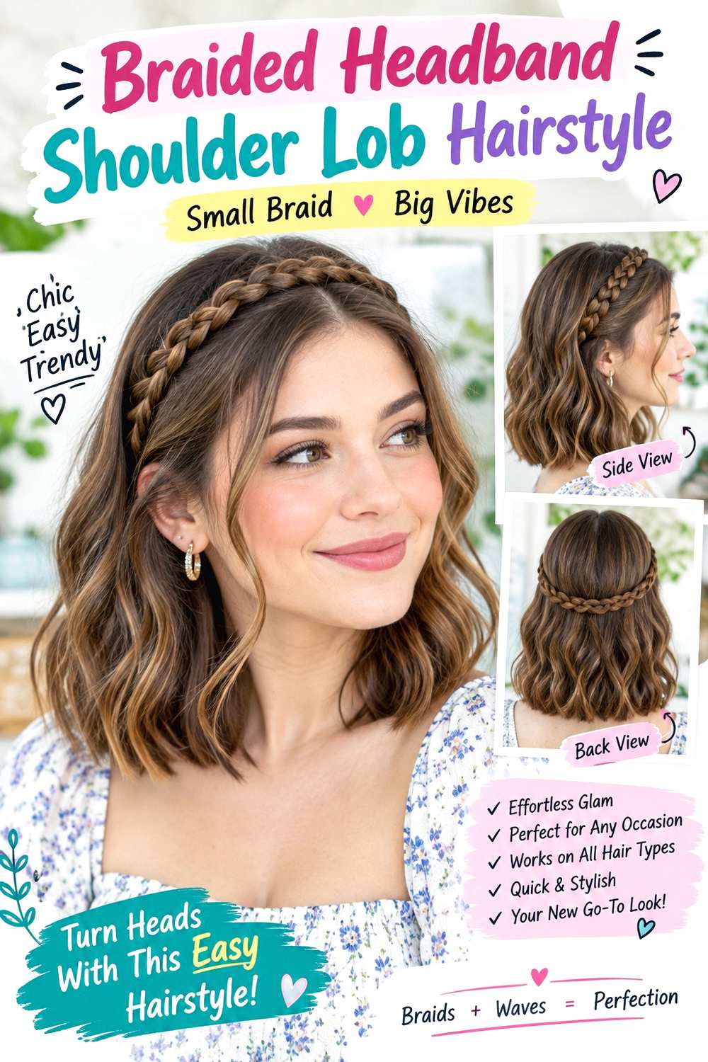 Braided Headband Shoulder Lob Hairstyle