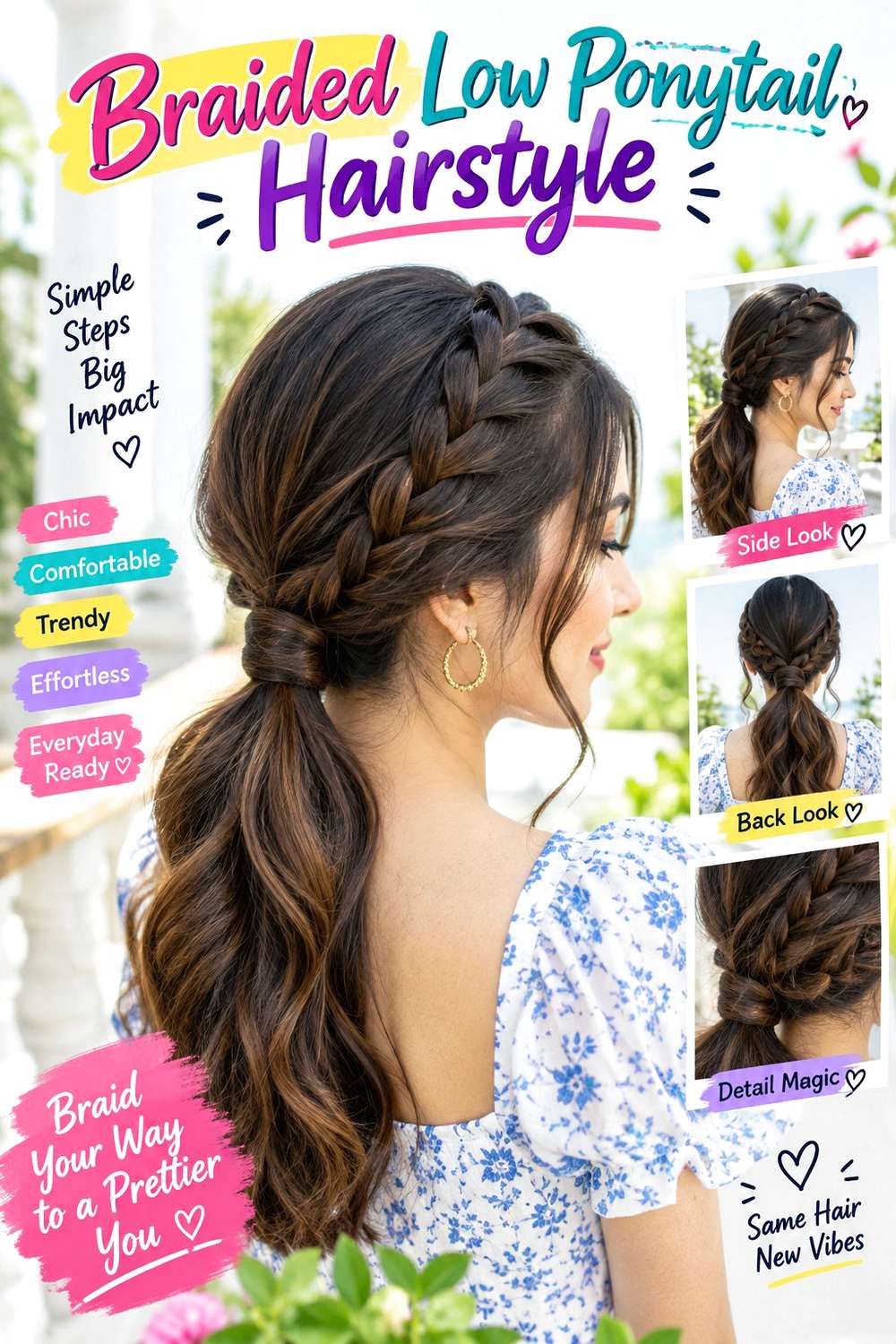 Braided Low Ponytail Hairstyle