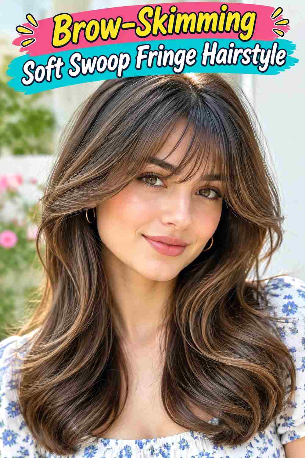 Brow-Skimming Soft Swoop Fringe Hairstyle