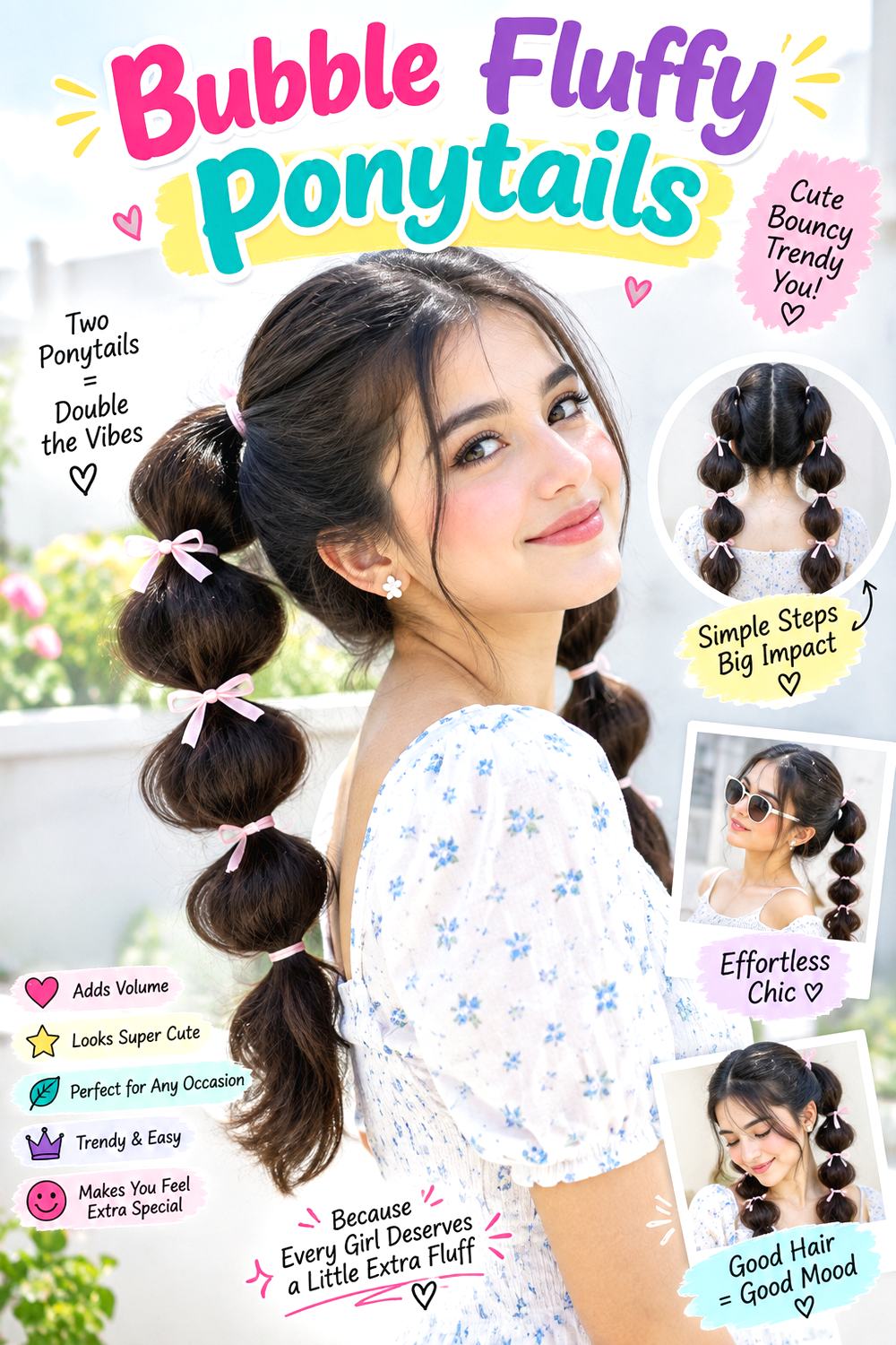 Bubble Fluffy Ponytails Hairstyle