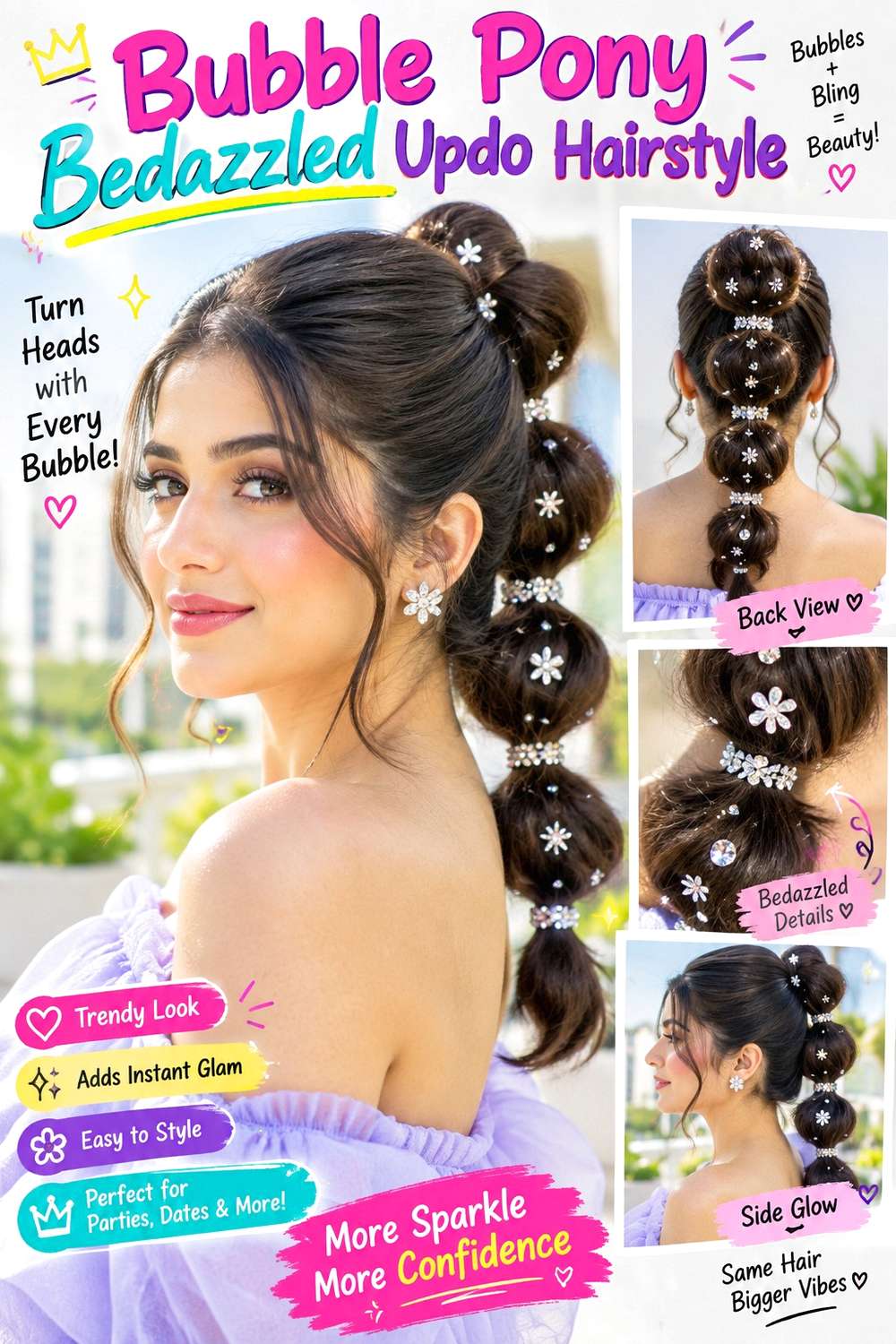 Bubble Pony Bedazzled Updo Hairstyle
