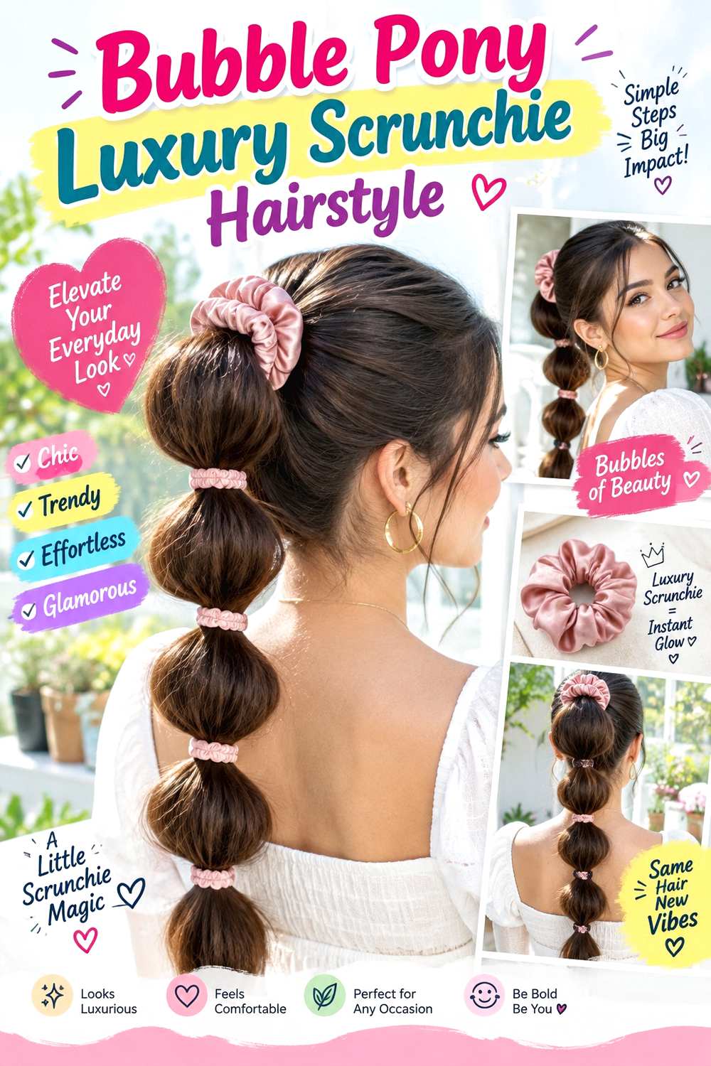Bubble Pony Luxury Scrunchie Hairstyle