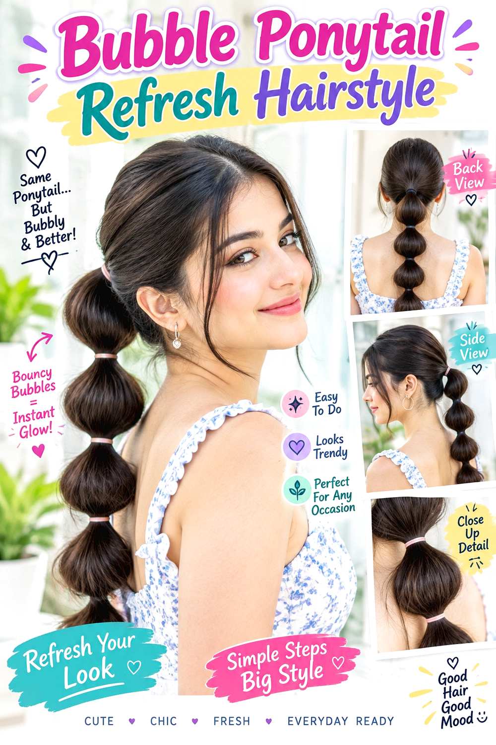Bubble Ponytail Refresh Hairstyle
