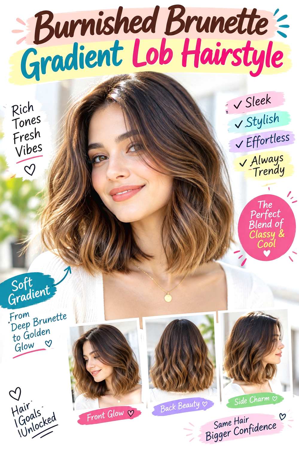 Burnished Brunette Gradient Lob Hairstyle