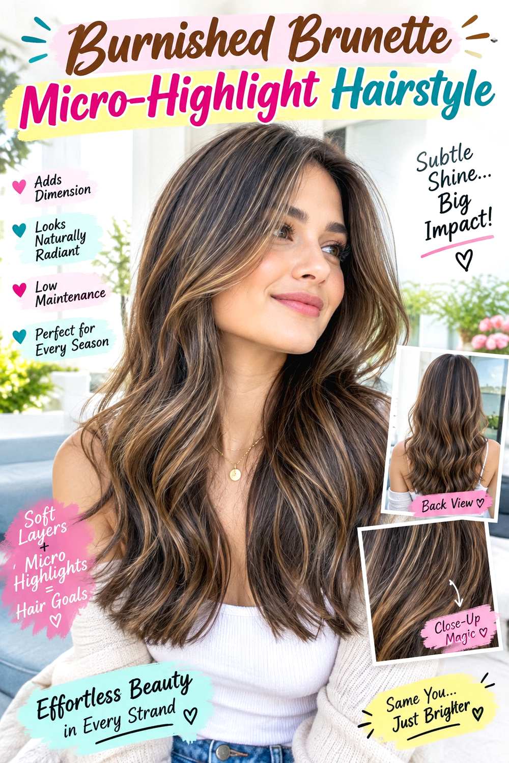 Burnished Brunette Micro-Highlight Hairstyle