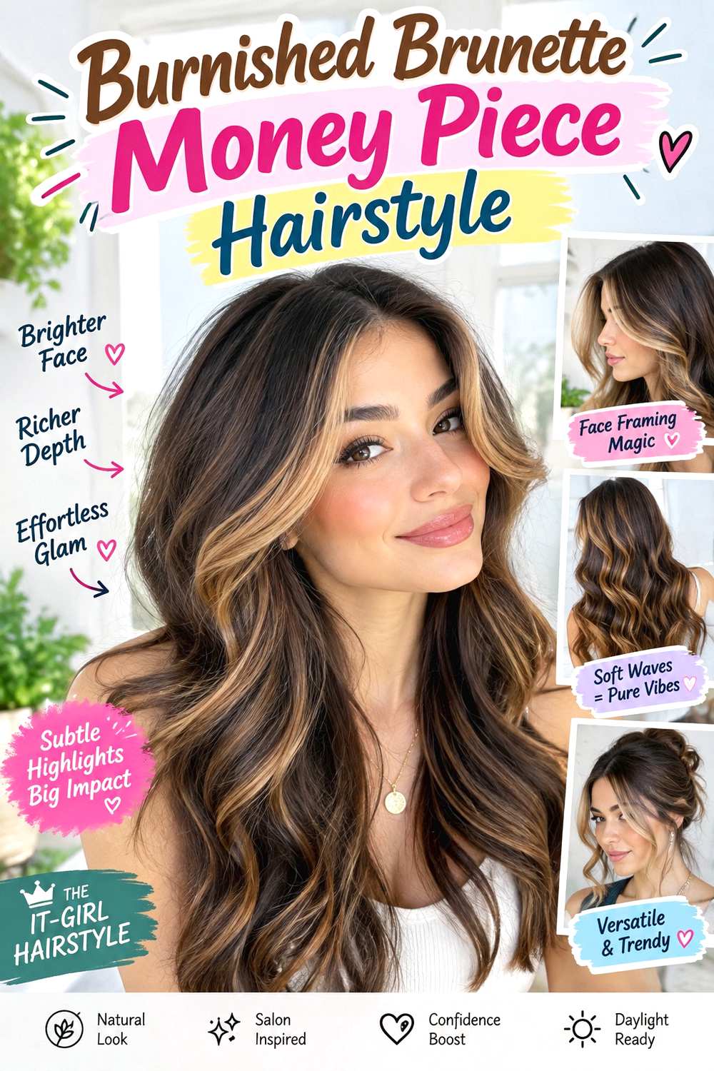 Burnished Brunette Money Piece Hairstyle
